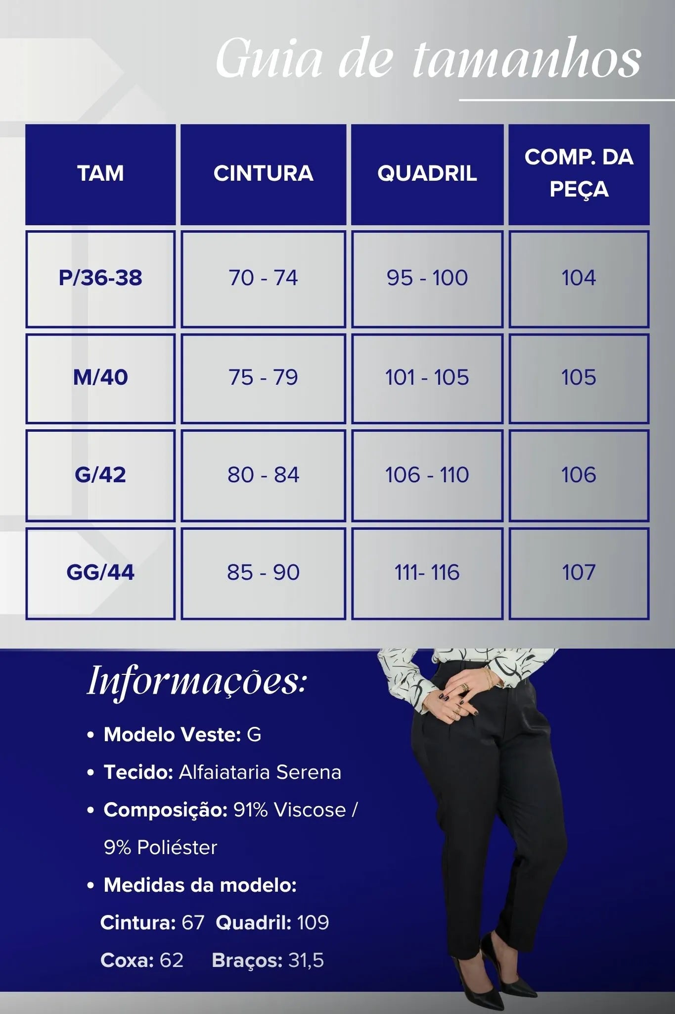 Calça Corte Reto Alfaiataria Serena Laísa Preta