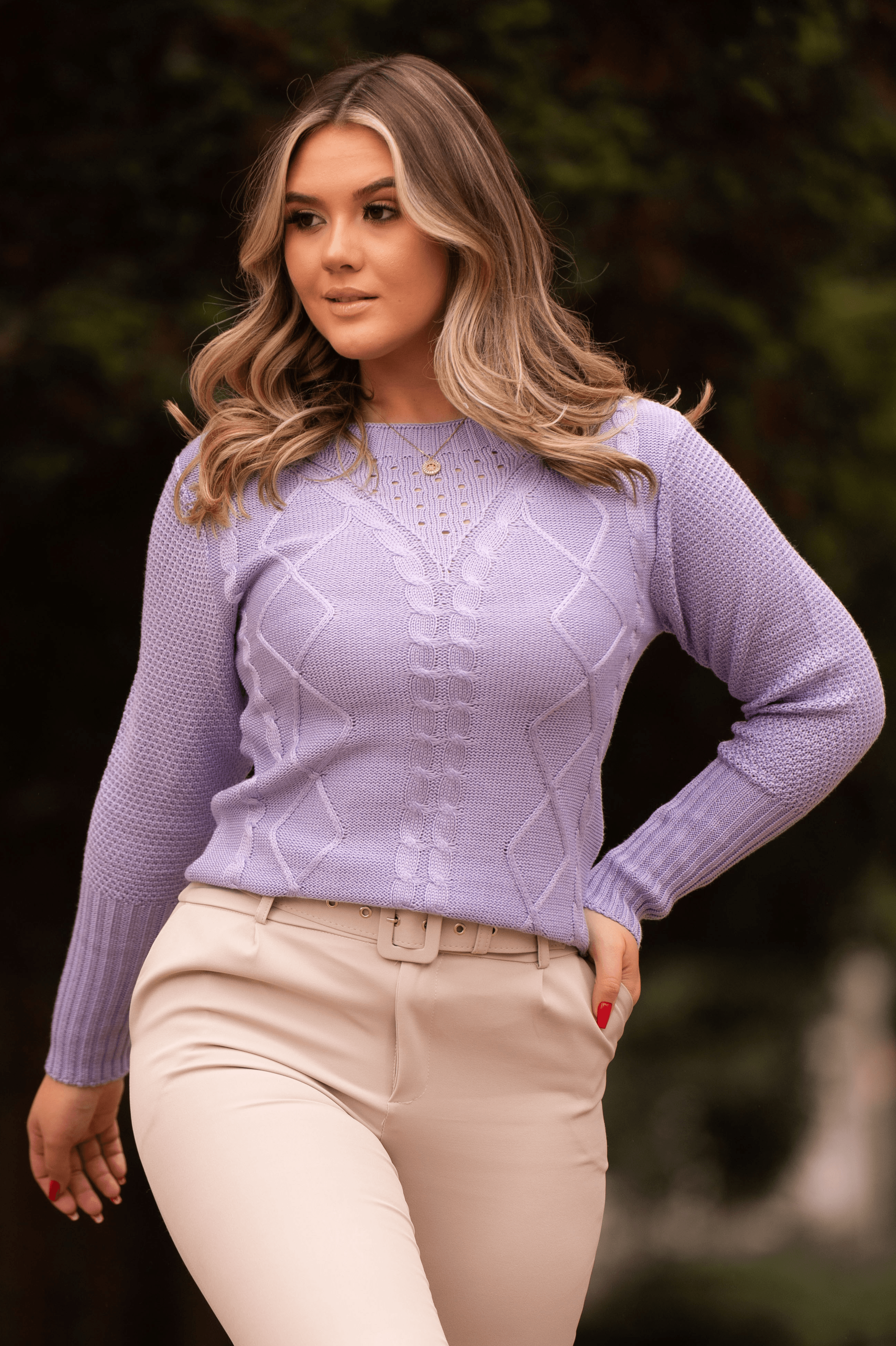 Blusa Tricot Manga Longa Talita Roxa