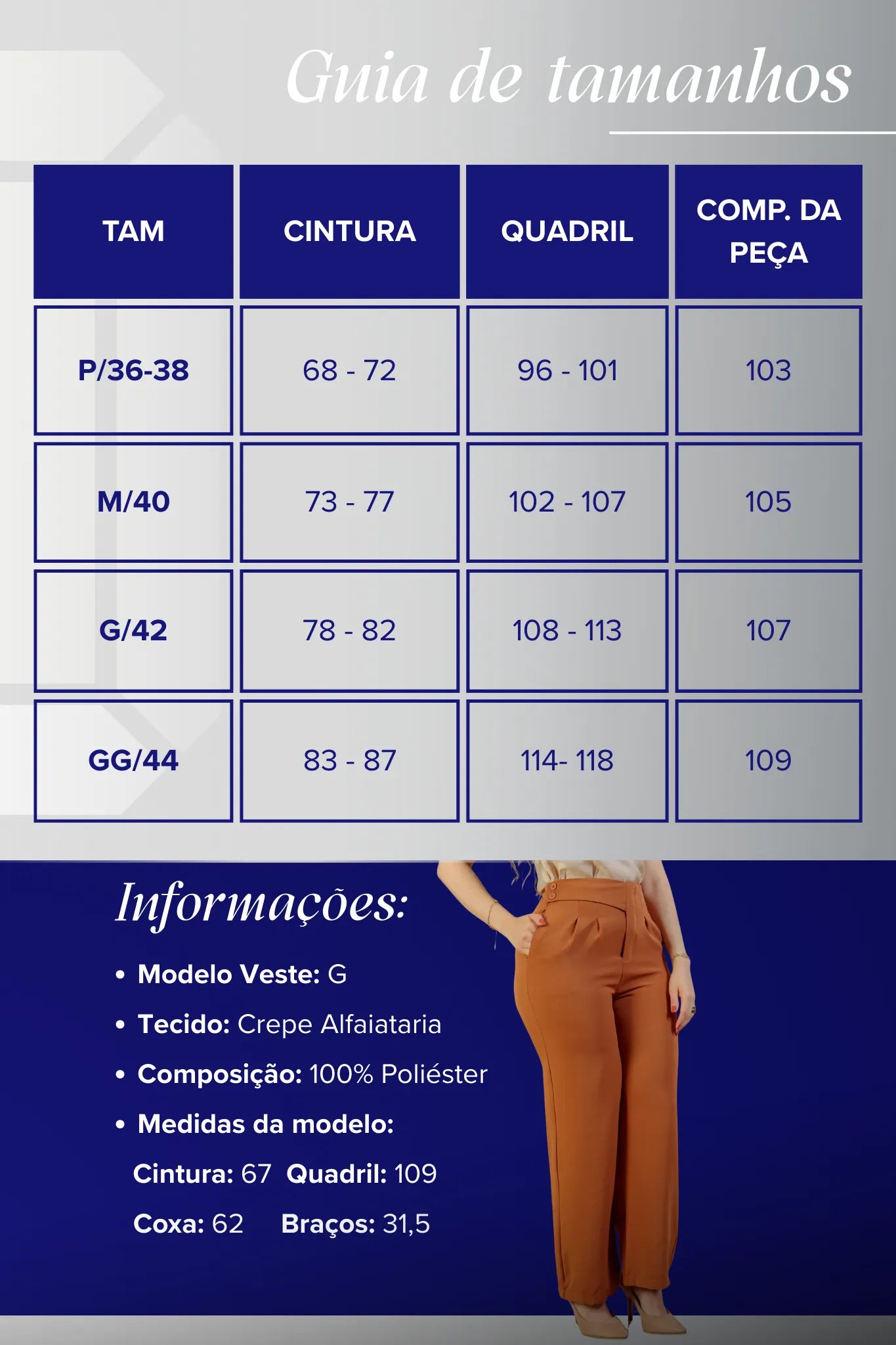 Calça Corte Reto Alfaiataria Detalhe Cós Eloísa Marrom