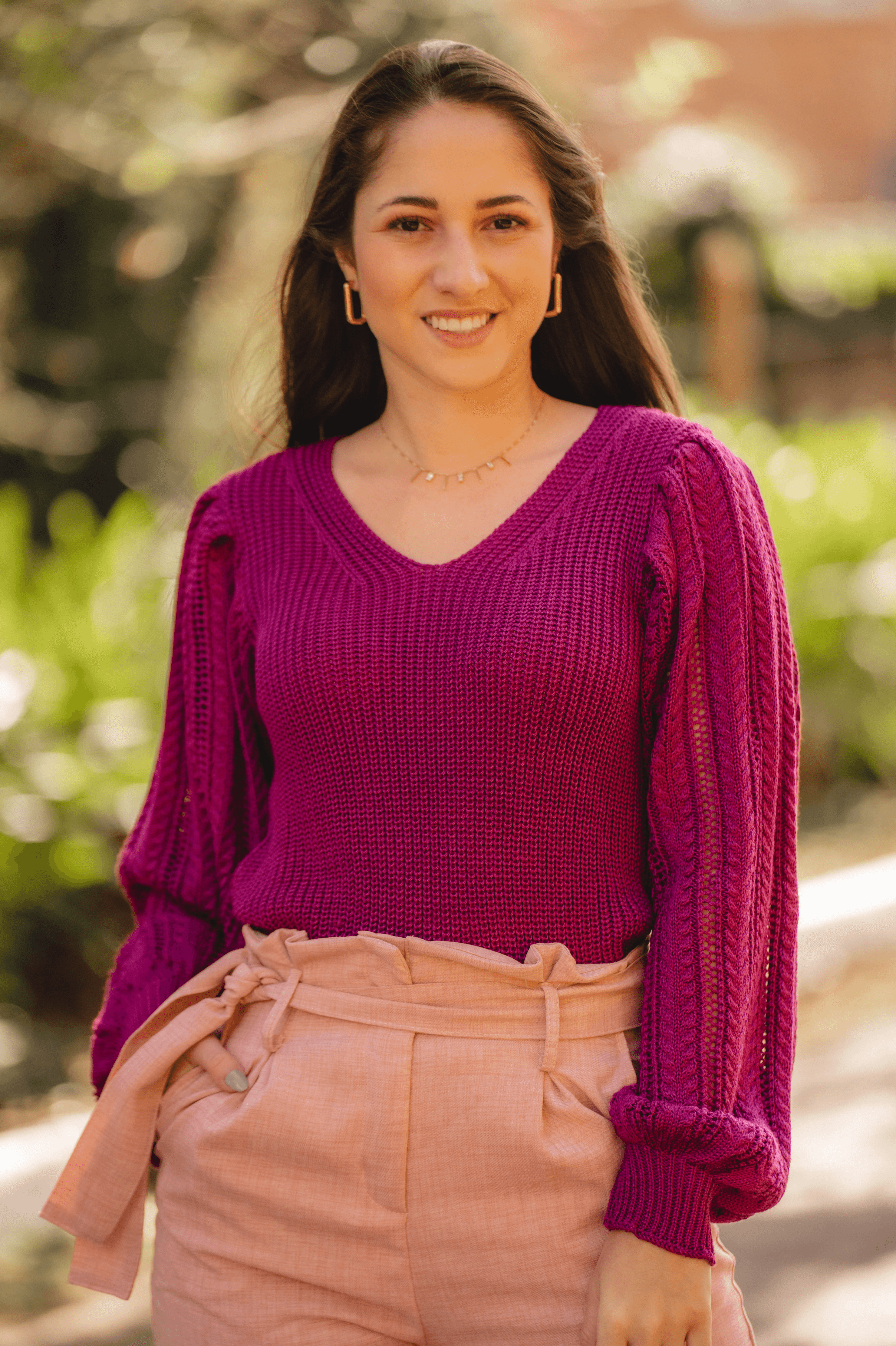 Blusa Tricot Manga Longa Renata Fúcsia