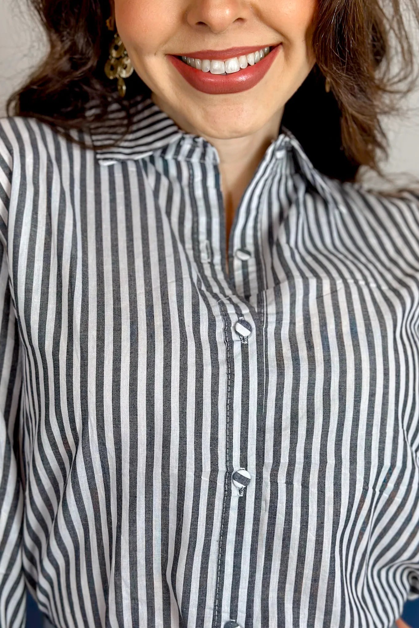 Camisa Manga Longa Classic Listrada Franciele Cinza
