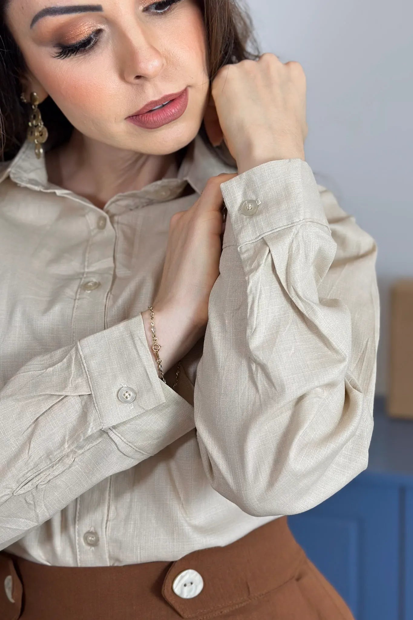 Camisa Manga Longa Cotton Premium Marisa Creme