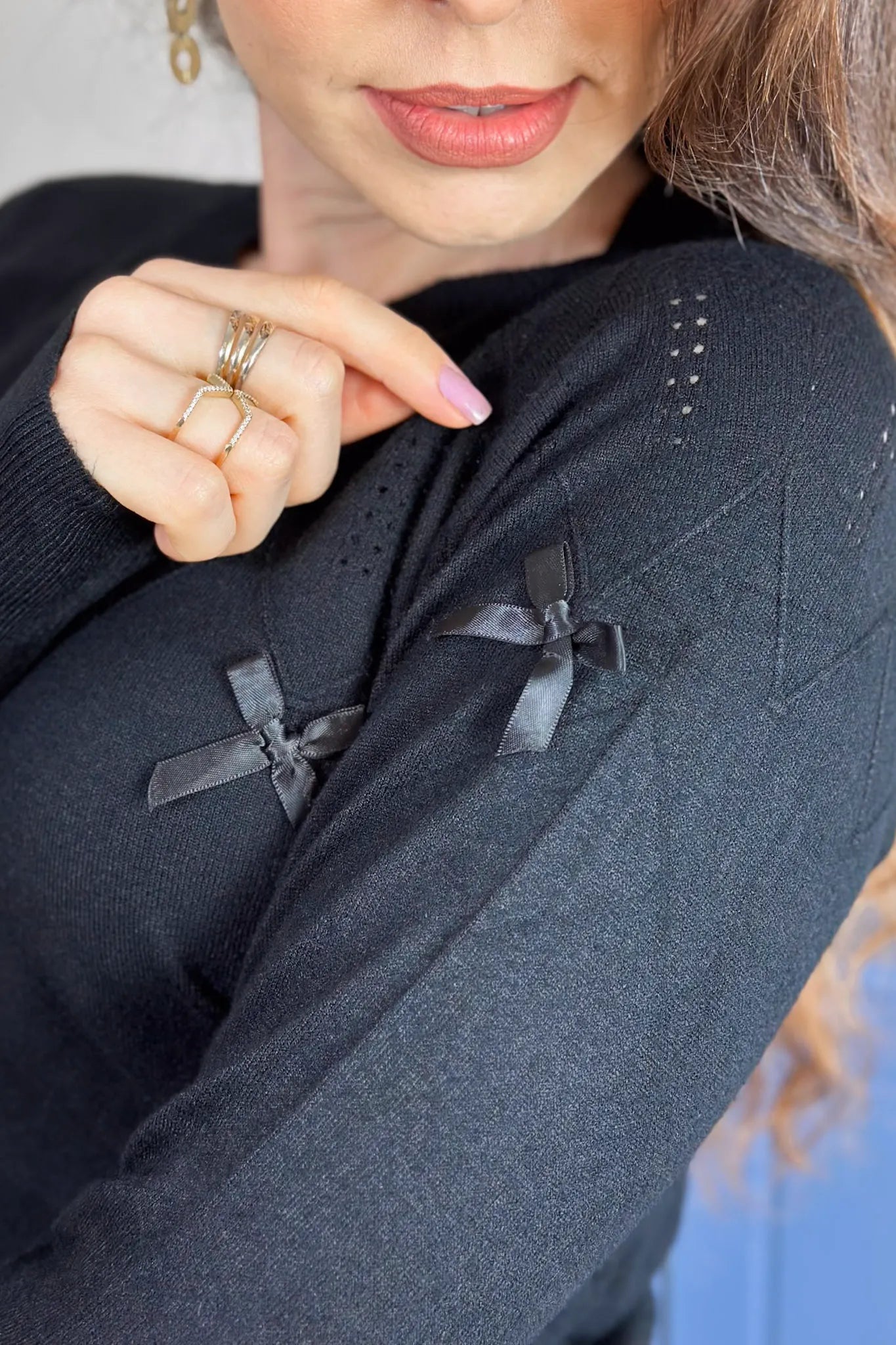 Blusa Manga Longa Em Tricot Cotton Ágata Preto