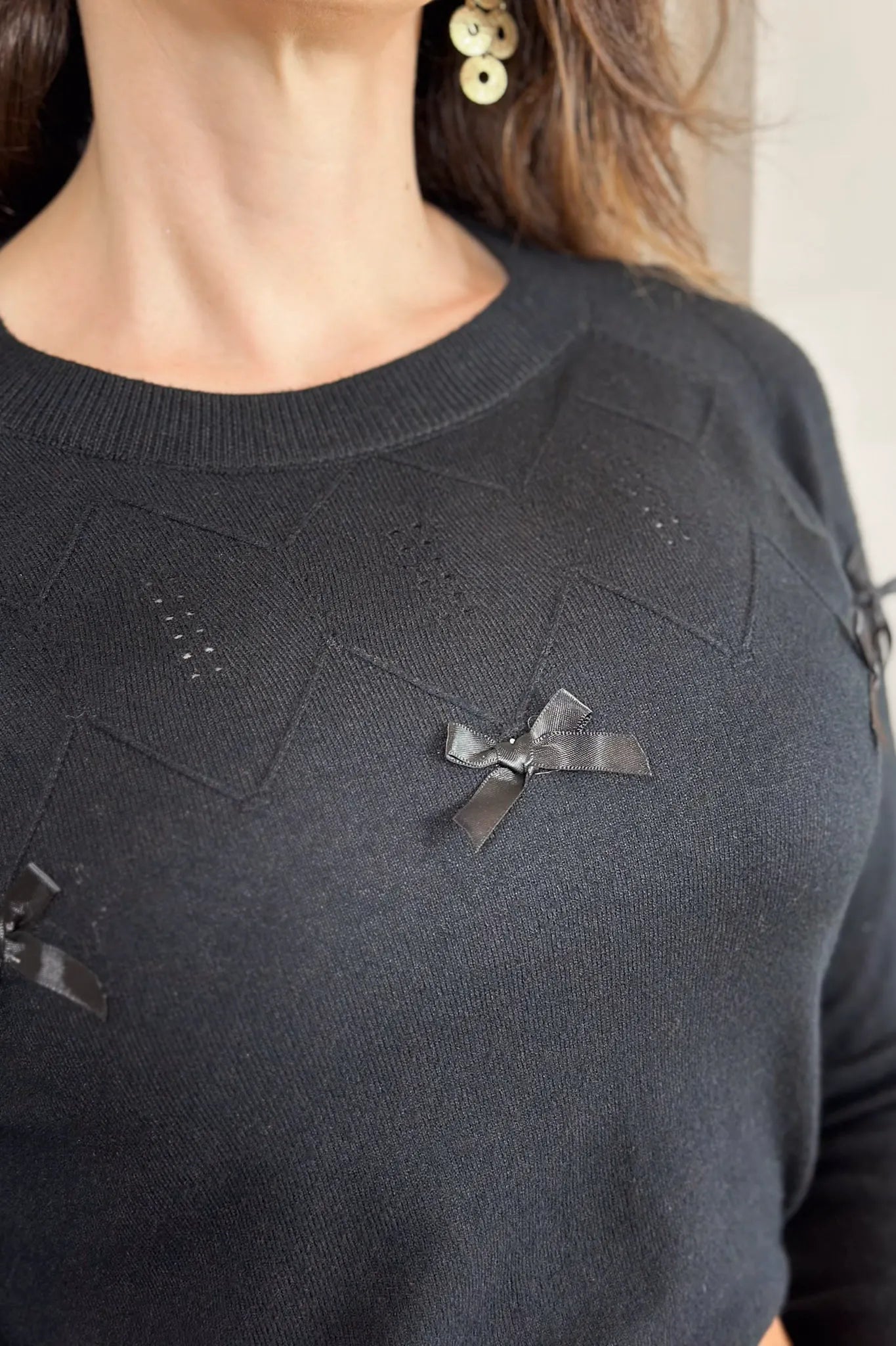 Blusa Manga Longa Em Tricot Cotton Ágata Preto