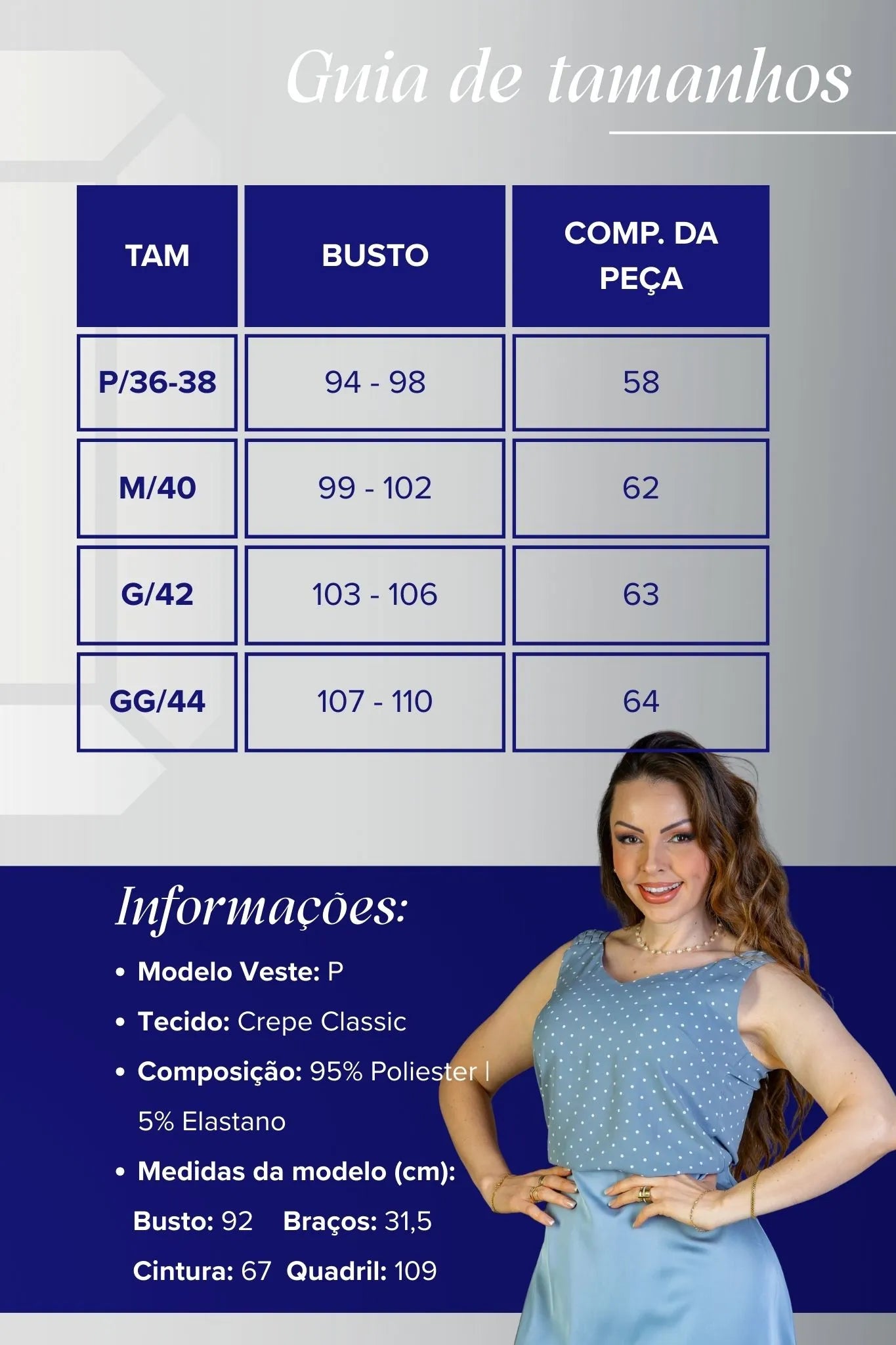 Blusa Regata Detalhe Alça Estampada Poá Crepe Classic Isabel Azul Acinzentado