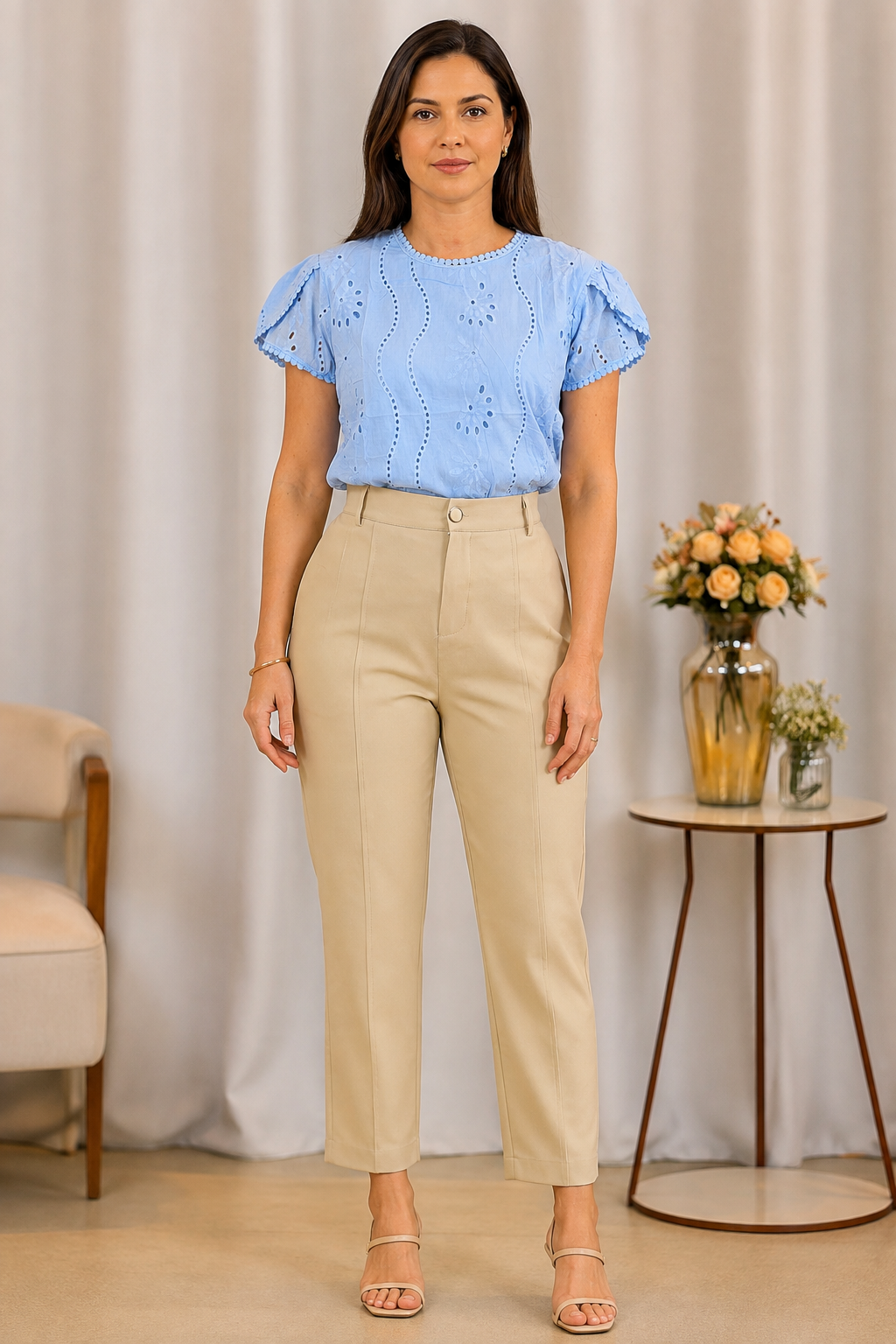 Blusa Laise com Manga Transpassada Valesca Azul