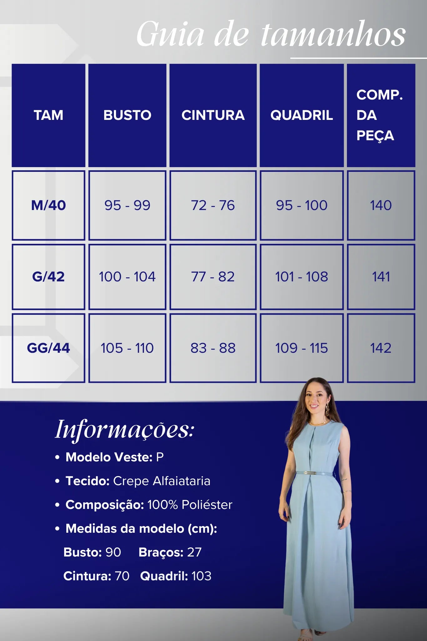 Vestido Longo Detalhe Cinto Patrícia Poeta Azul