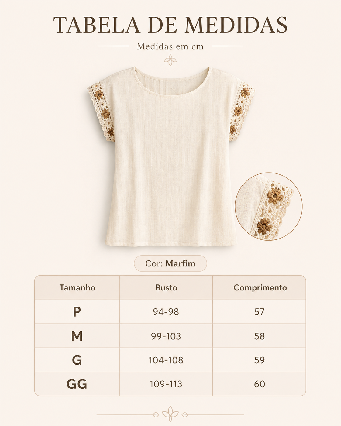 Blusa Em Visco Linho Manga Muscle Bordada Elen Branca