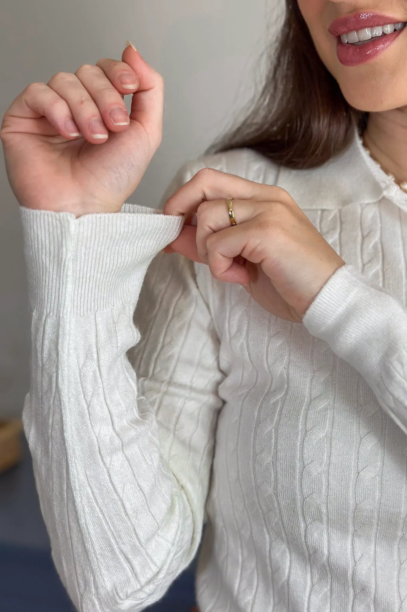 Blusa Manga Longa Em Tricot Cotton Antonella Branco