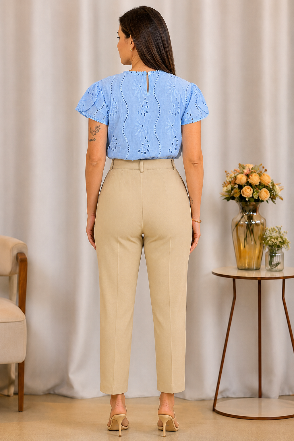 Blusa Laise com Manga Transpassada Valesca Azul
