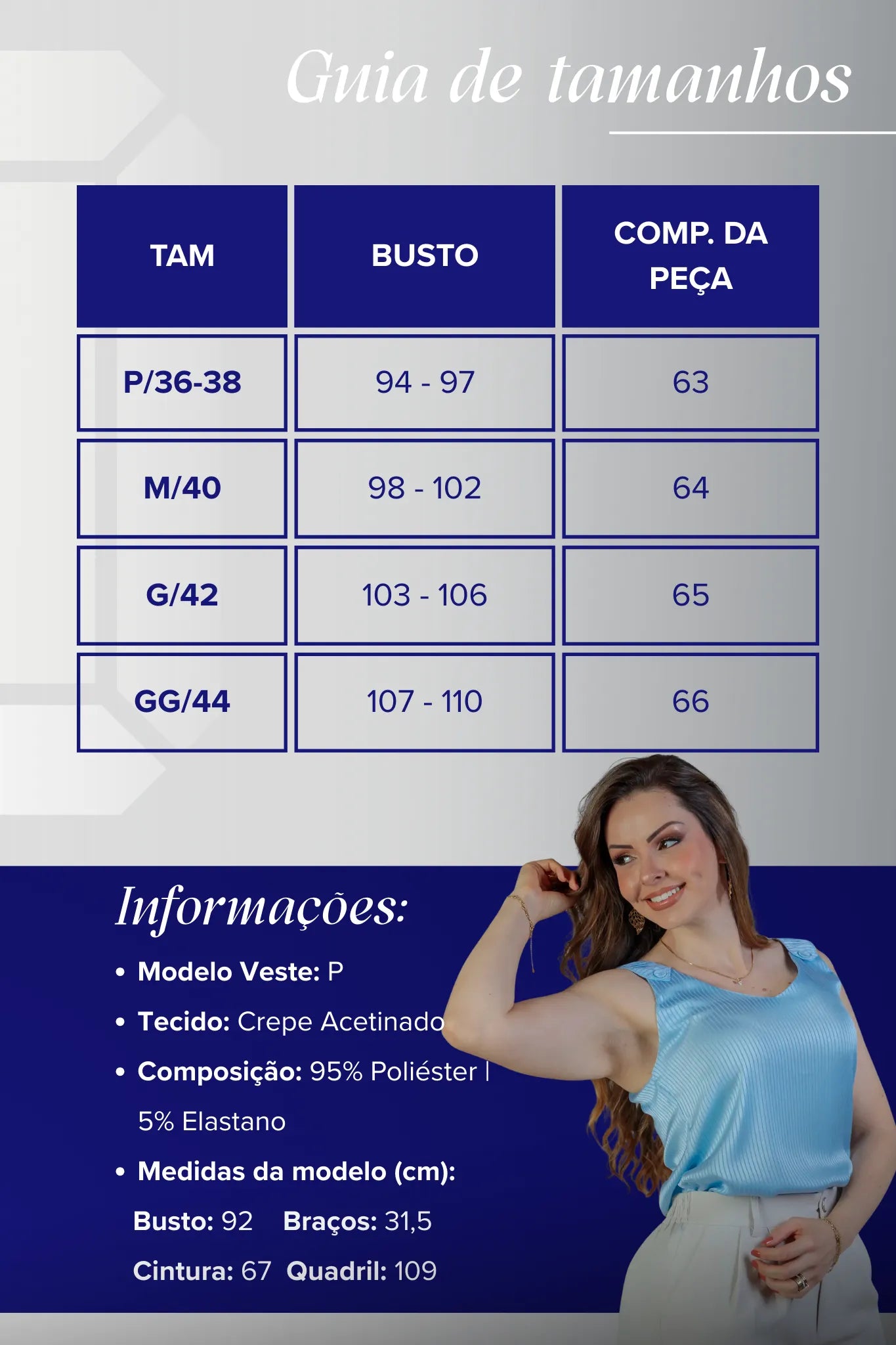 Blusa Regata Detalhe Alça Botão Crepe Acetinado Jade Azul