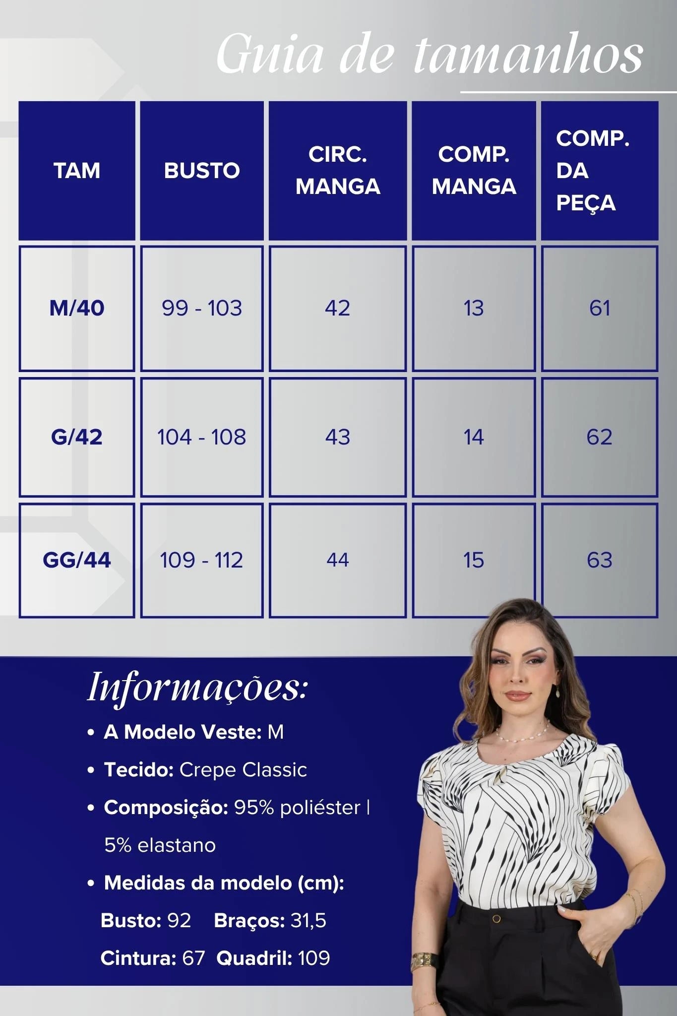 Blusa Manga Curta Transpassada em Crepe Classic Estampada Alana Creme