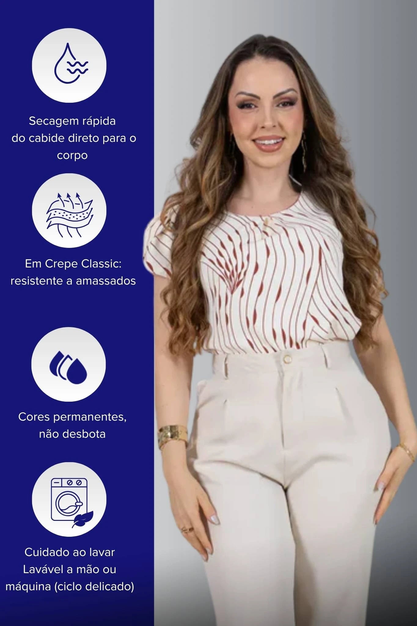 Blusa Manga Curta Transpassada em Crepe Classic Estampada Alana Vermelha