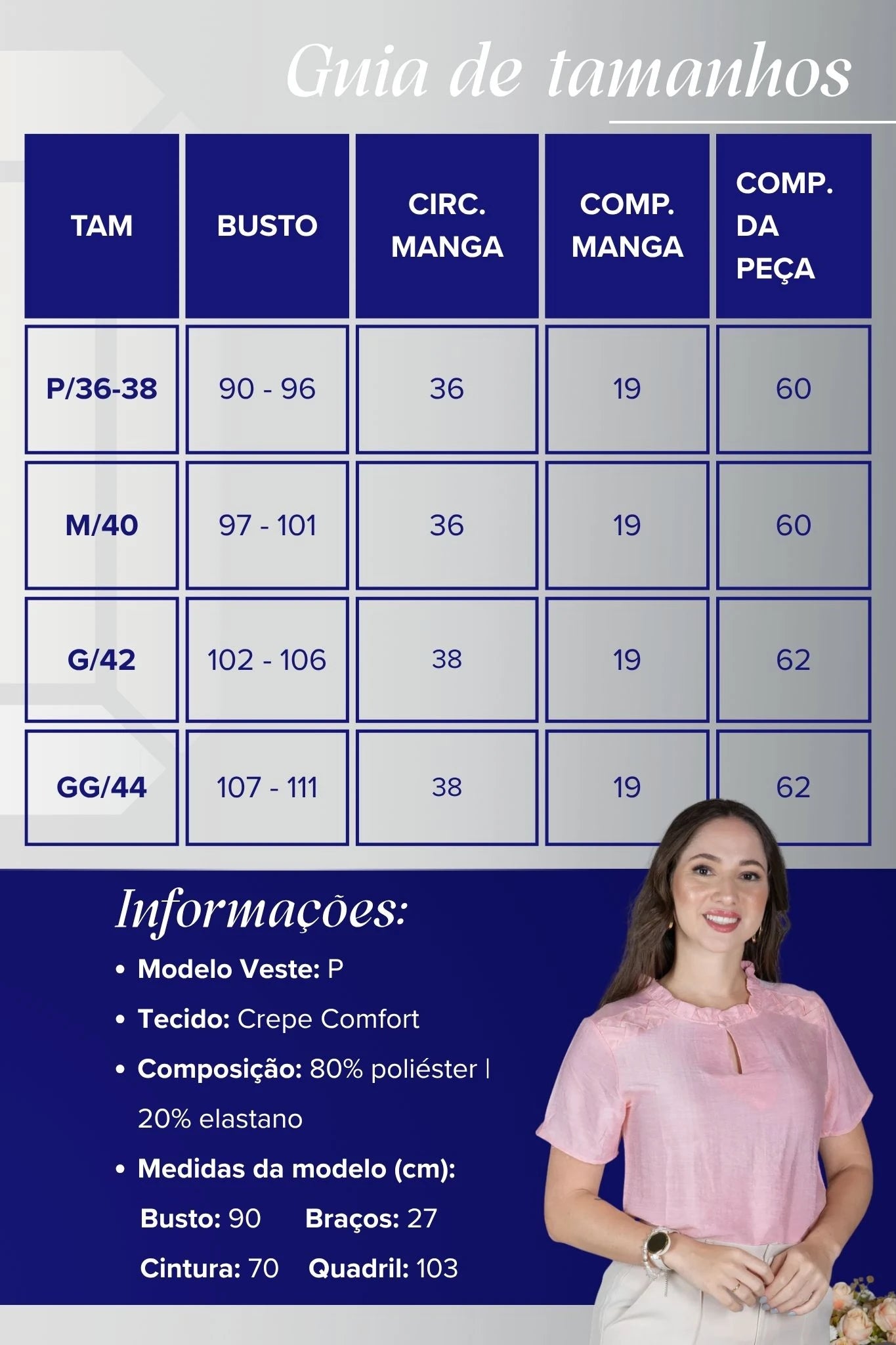 Blusa Manga Curta Crepe Comfort com Pregas e Botão no Colo Alice Rosa