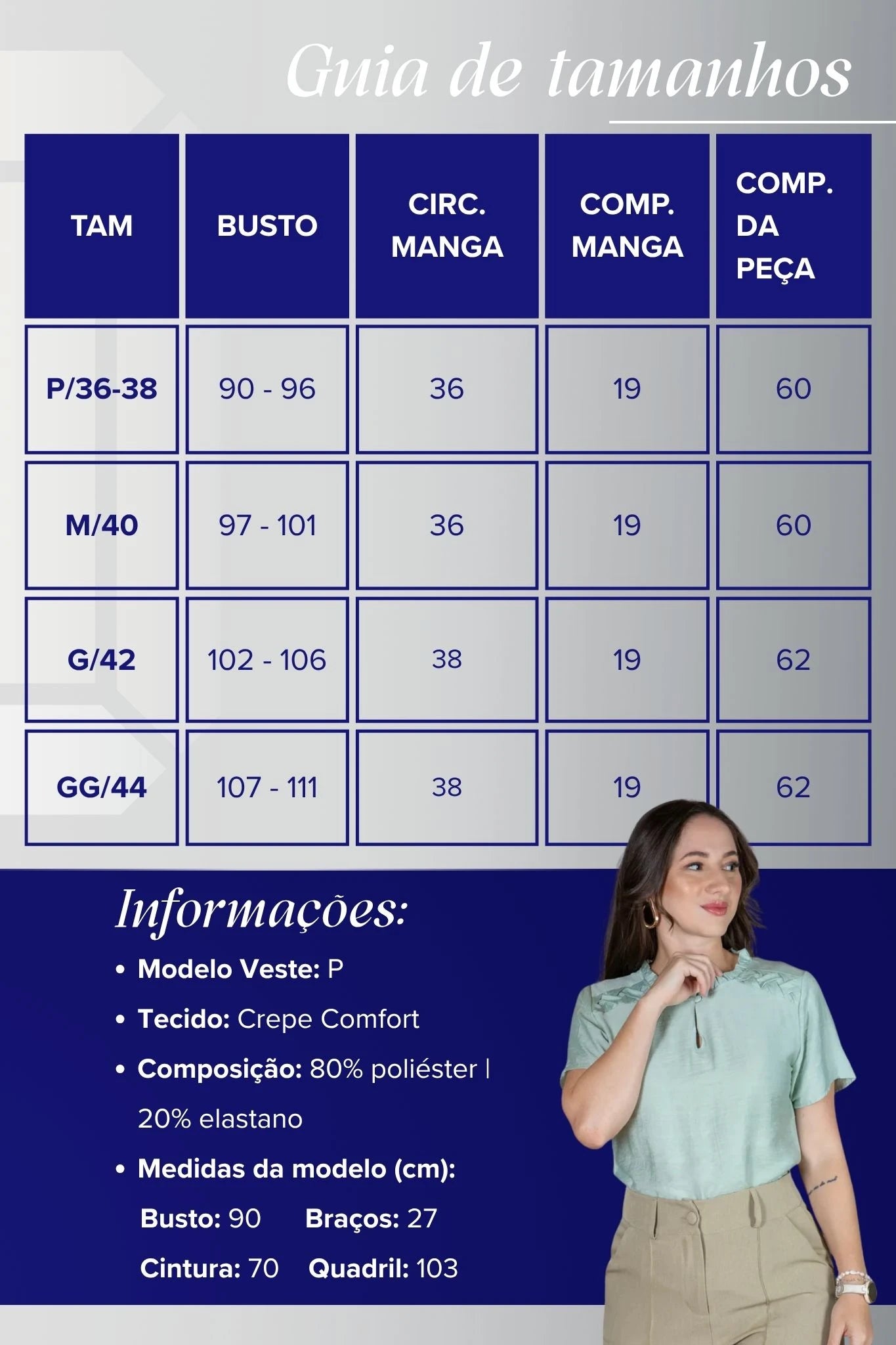 Blusa Manga Curta Crepe Comfort com Pregas e Botão no Colo Alice Verde