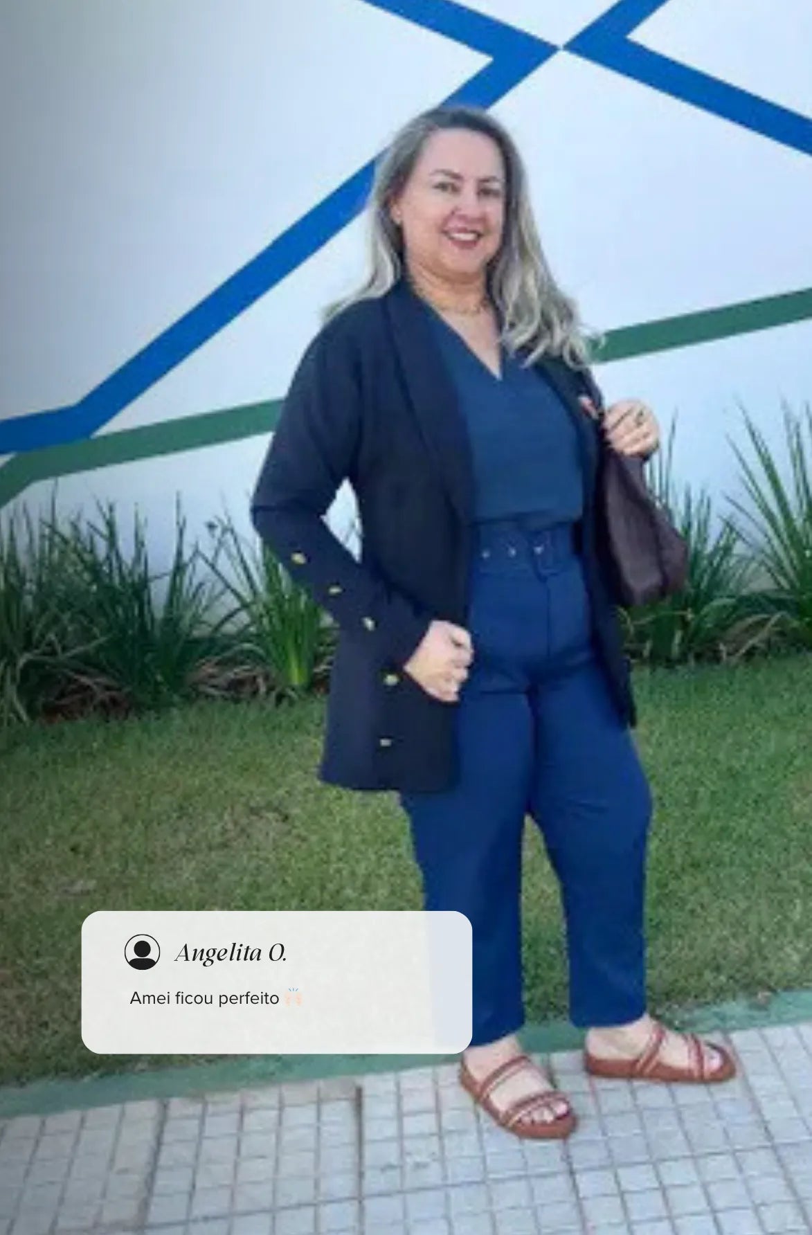 Calça Cinto Encapado Cenoura Azul Marinho