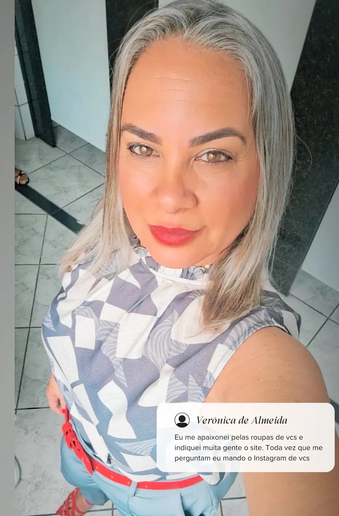 Blusa Regata Babados Gola Andreia Geométrica Cinza