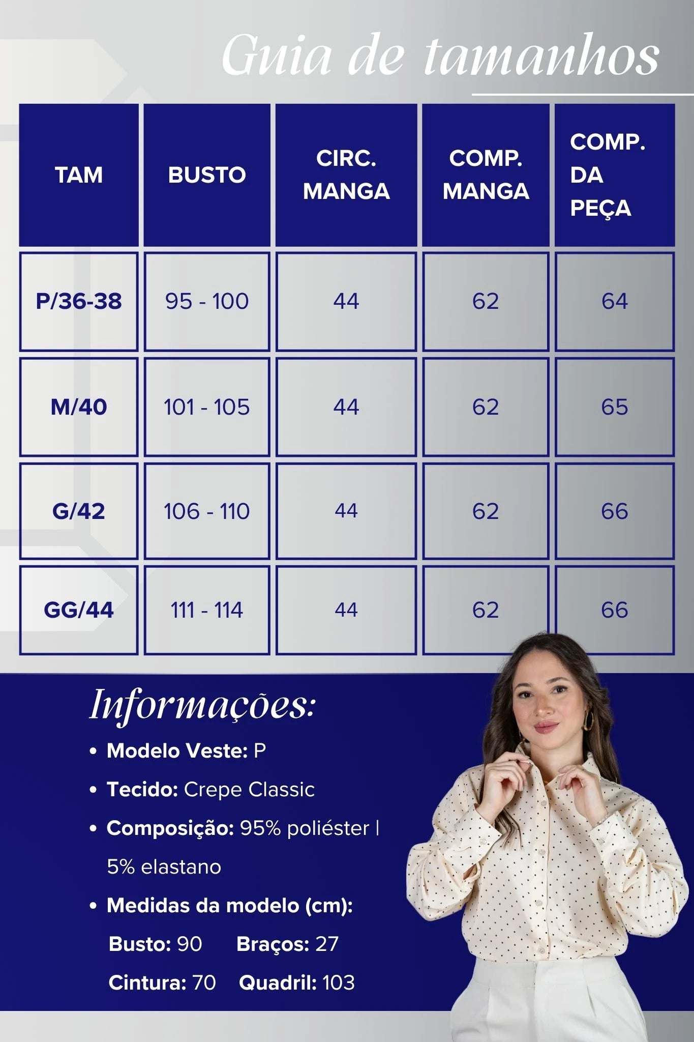 Camisa Manga Longa Crepe Classic Fecho em Botões com Padrão em Poá Annabel Creme
