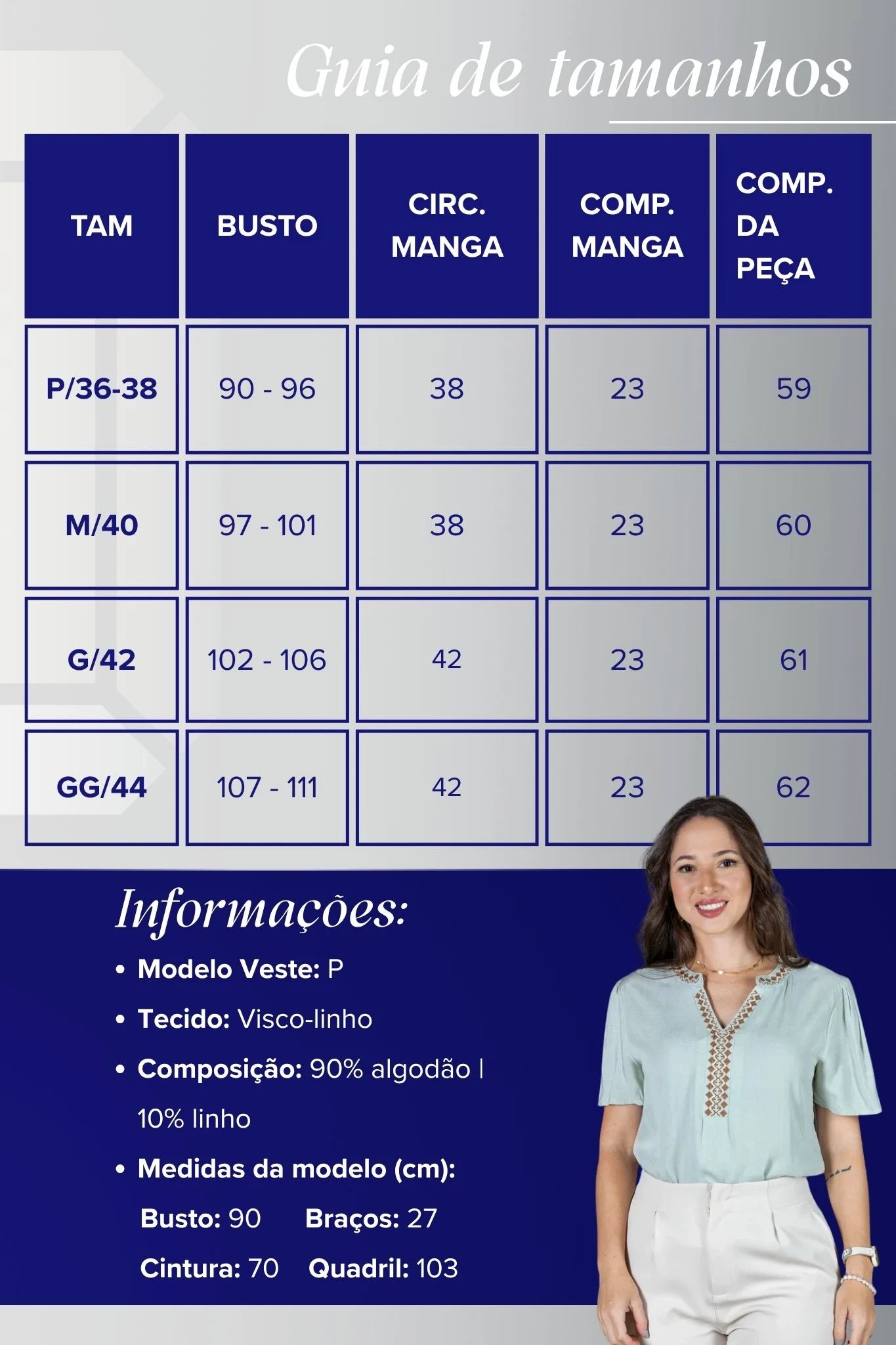 Blusa Manga Curta Detalhe Decote "V" Bordada Algodão Linho Antonella Verde