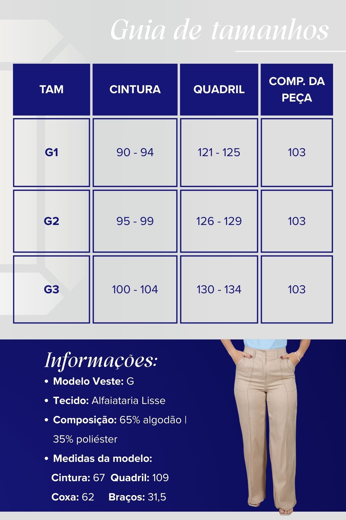 Calça Corte Reto Cotton Alfaiataria Lisse Detalhe em Friso Ariane Creme