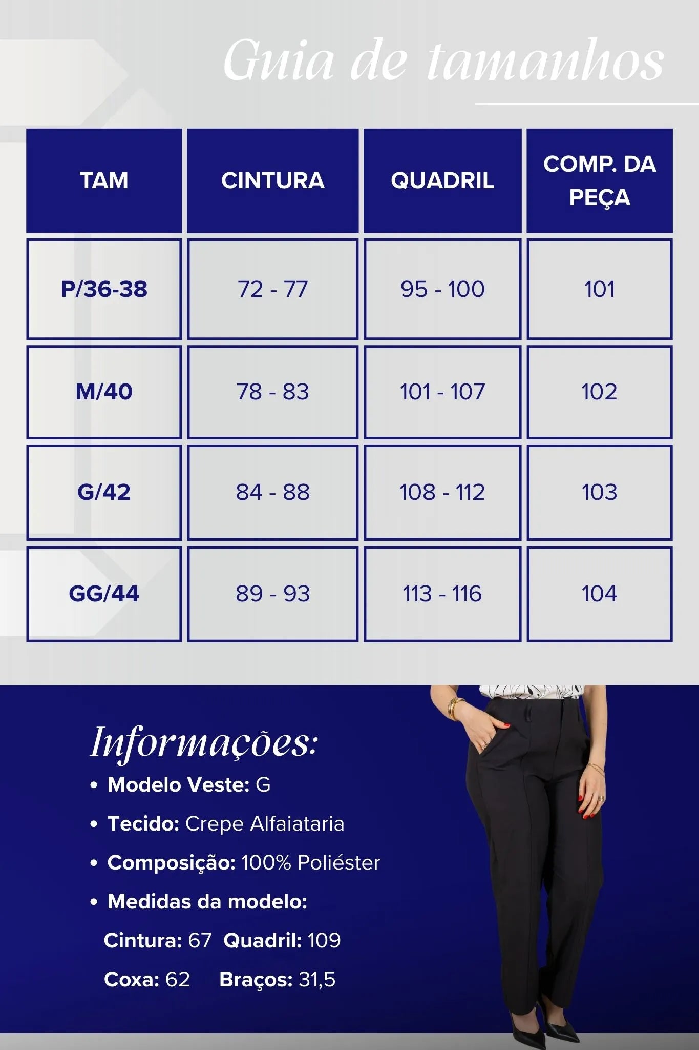 Calça Alfaiataria Corte Reto Friso e Cós Infinito Bianca Preta