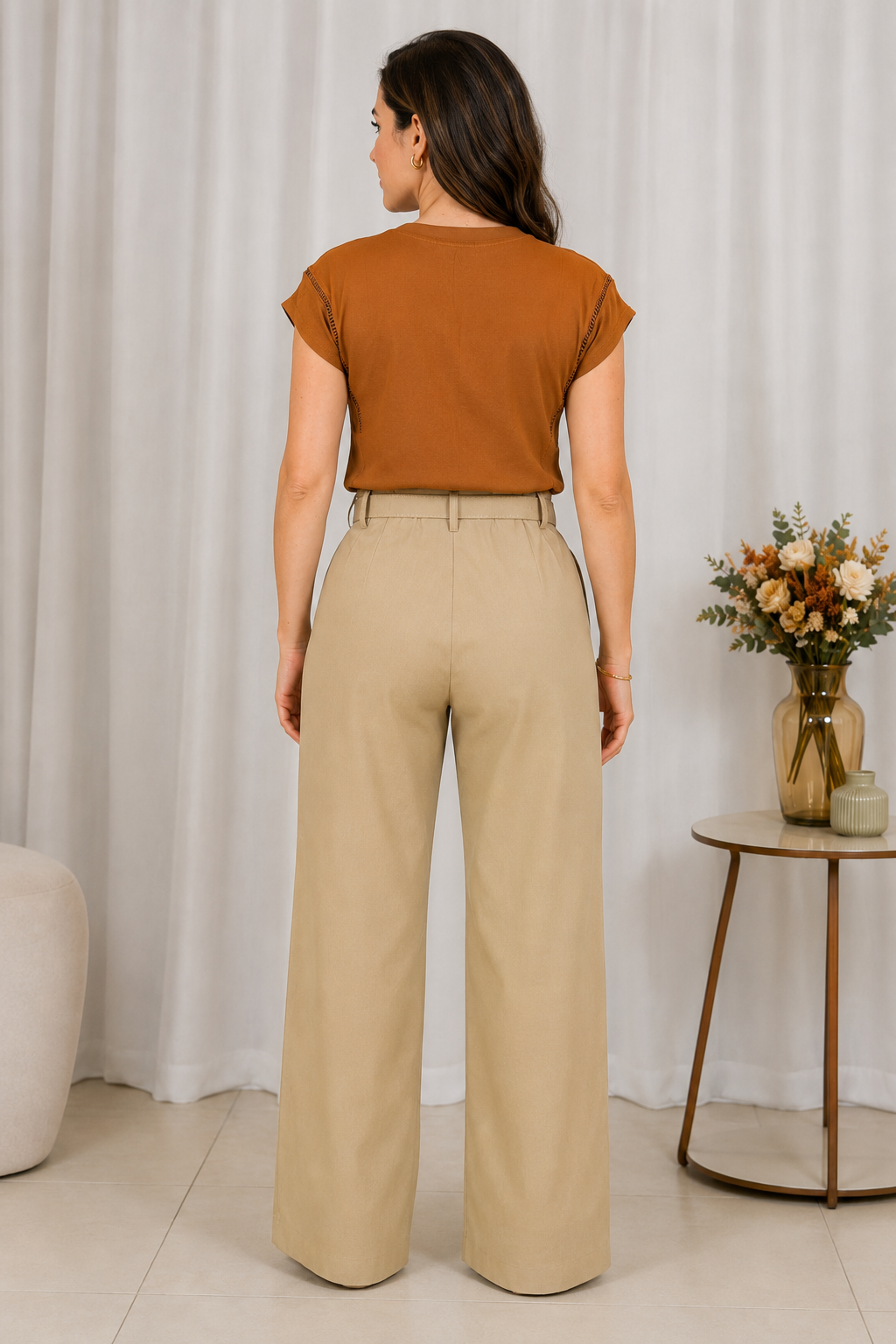 Blusa Cotton Lycra Muscle com Detalhe em Entremeio Betina Marrom