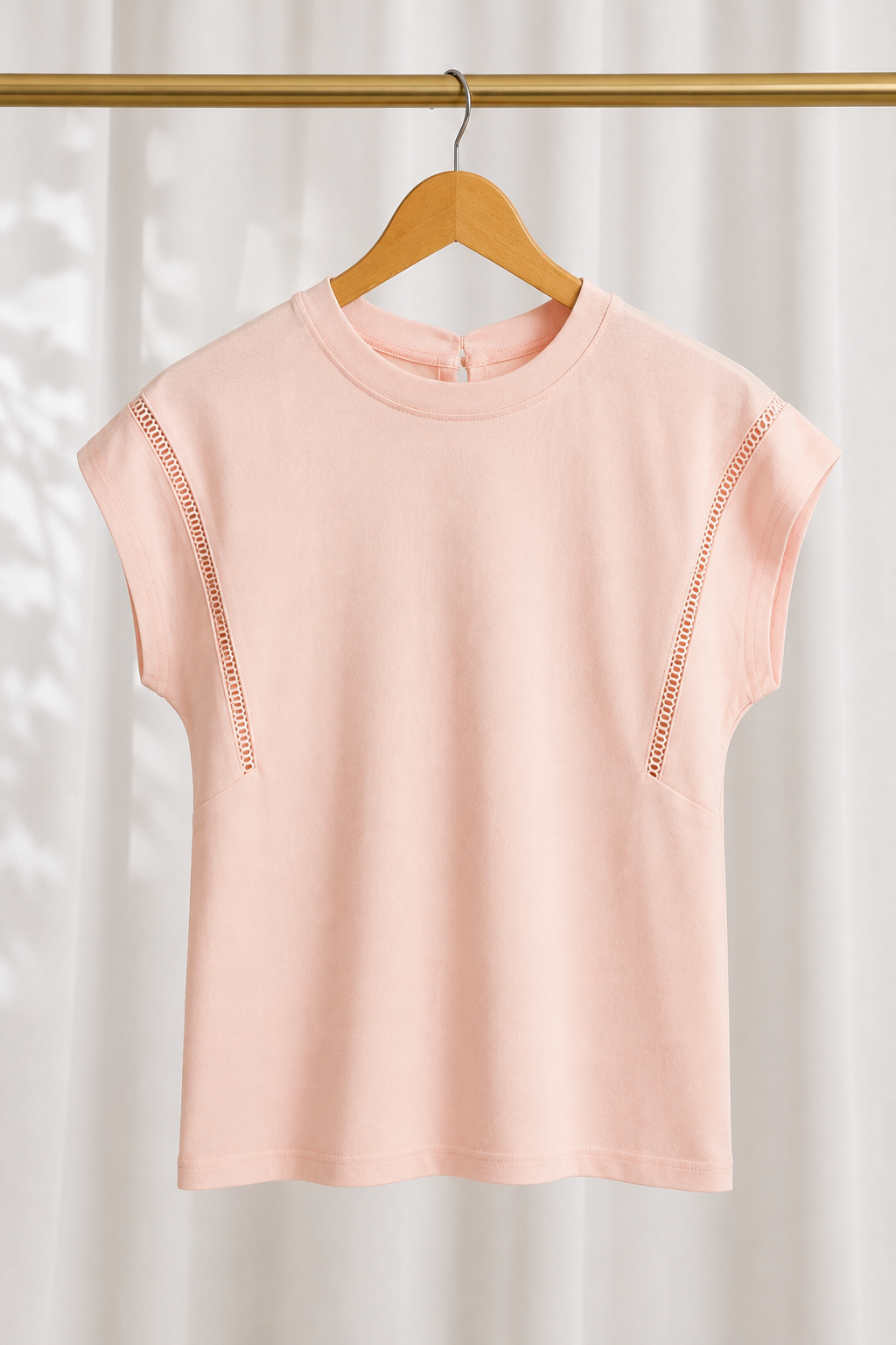 Blusa Cotton Lycra Muscle com Detalhe em Entremeio Betina Rosa