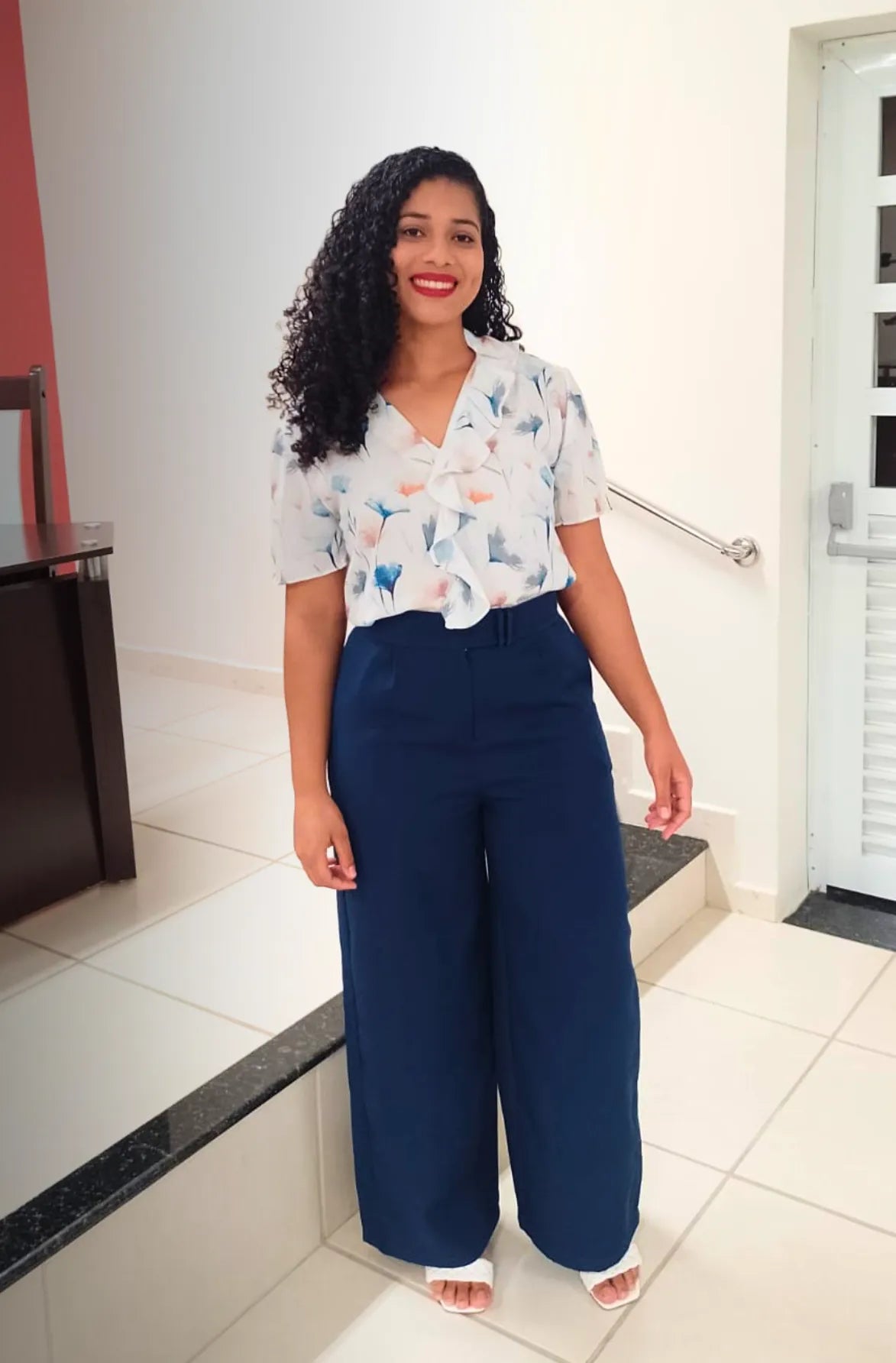 Calça Pantalona Alfaiataria Mariane Azul Marinho - imporium