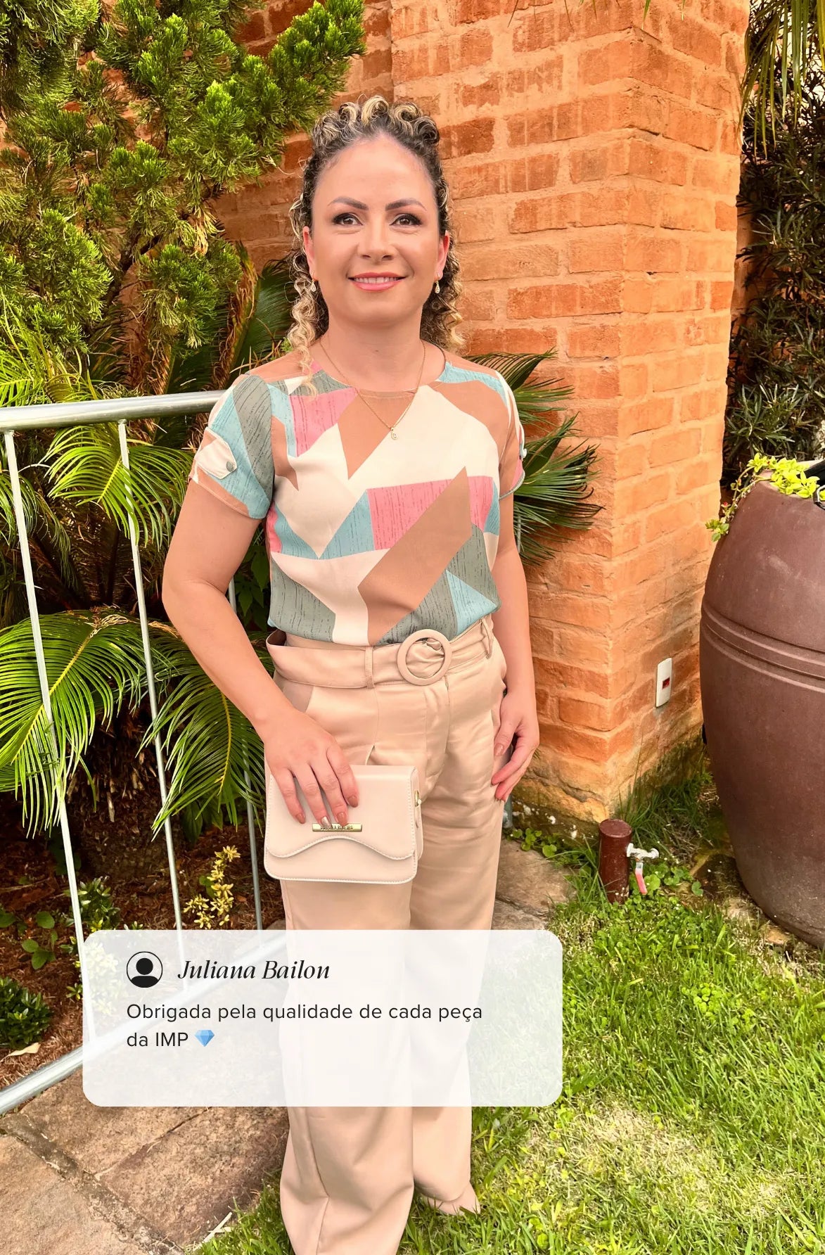 Calça Corte Reto Detalhe Cinto Priscila Bege - imporium