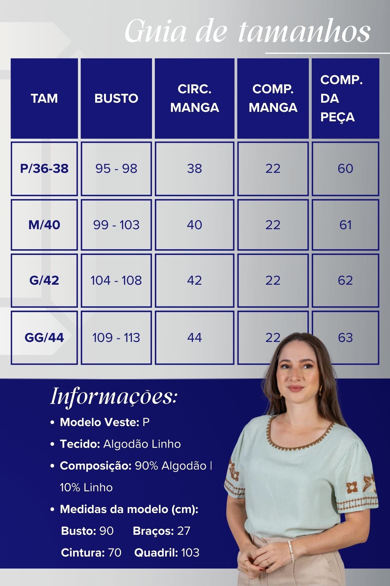 Blusa Manga Curta Algodão Linho Detalhes Bordados Cecilia Verde