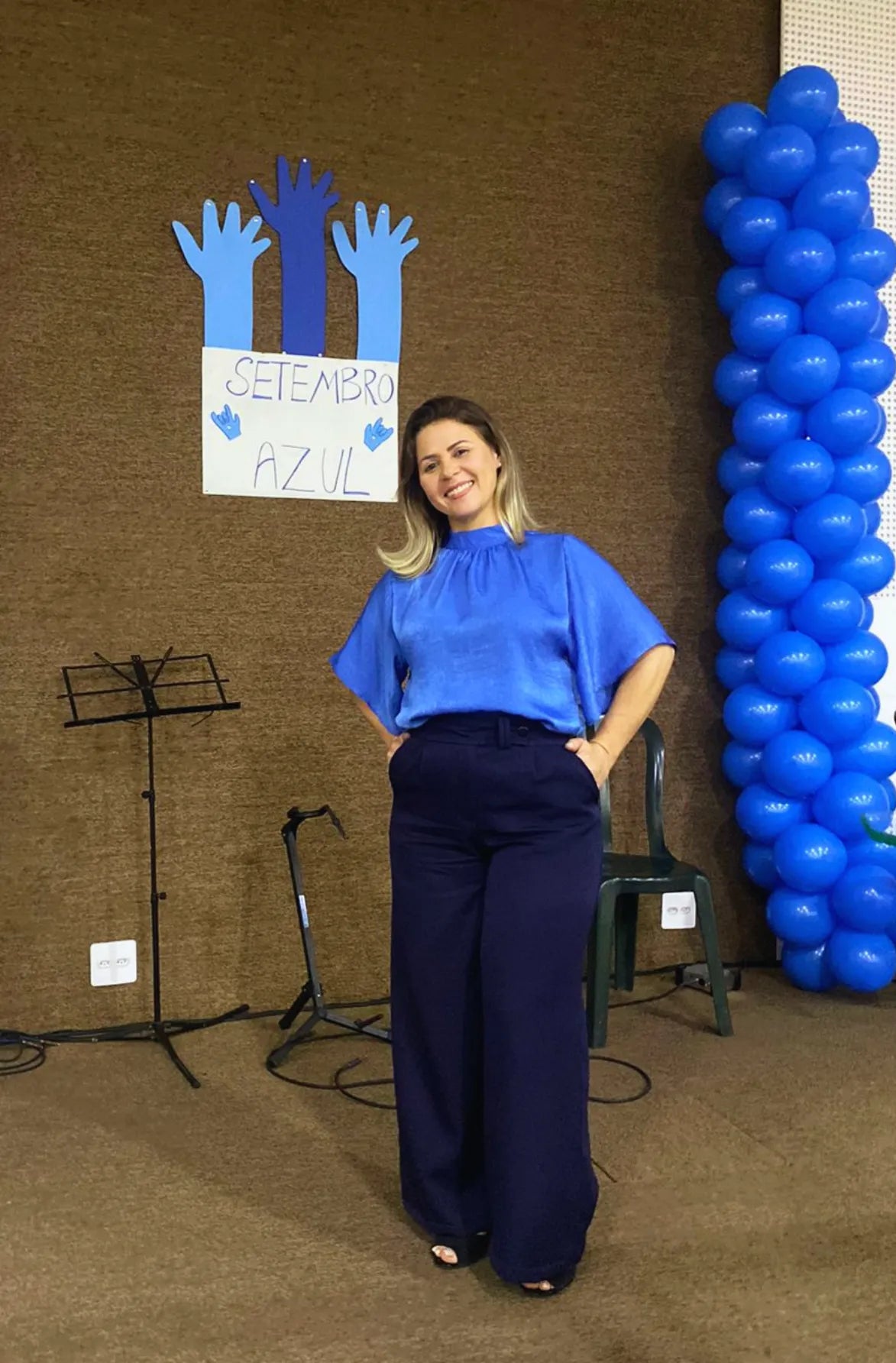 Calça Pantalona Alfaiataria Mariane Azul Marinho - imporium