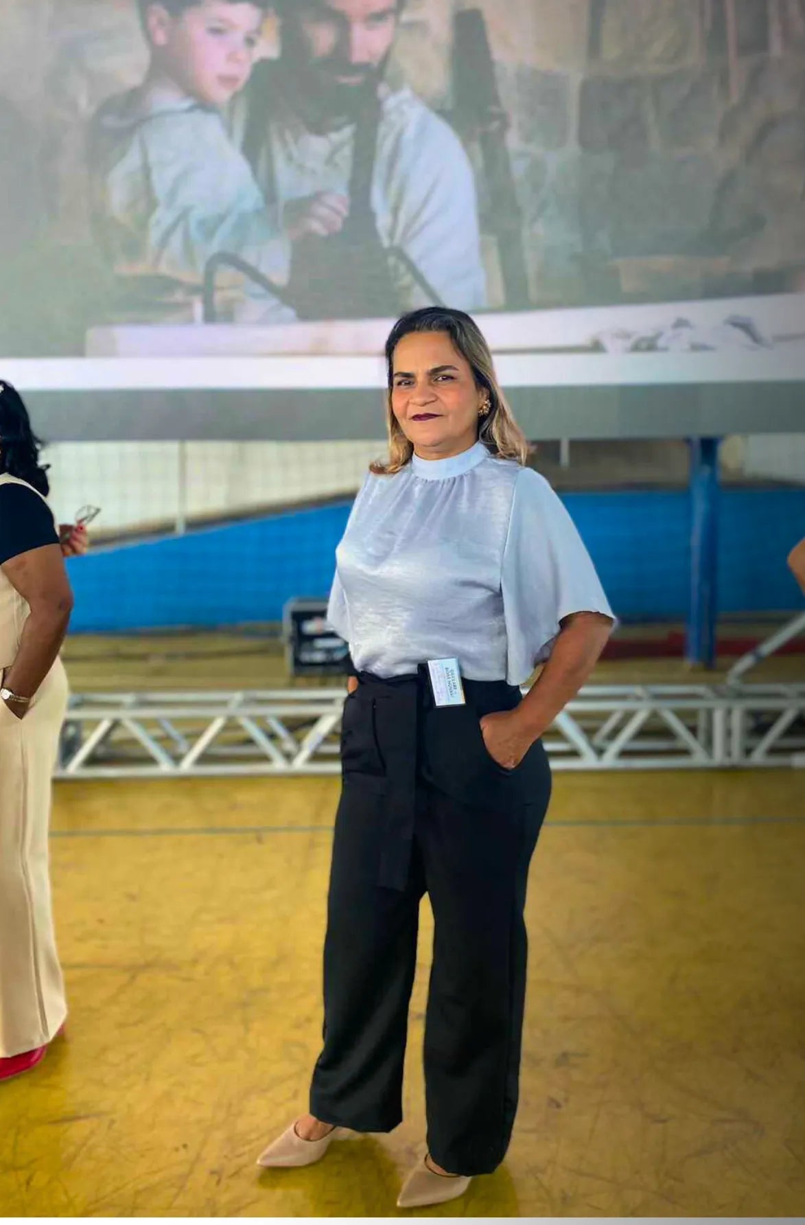 Calça Pantalona Clochard Detalhe Cós Melissa Preta - imporium