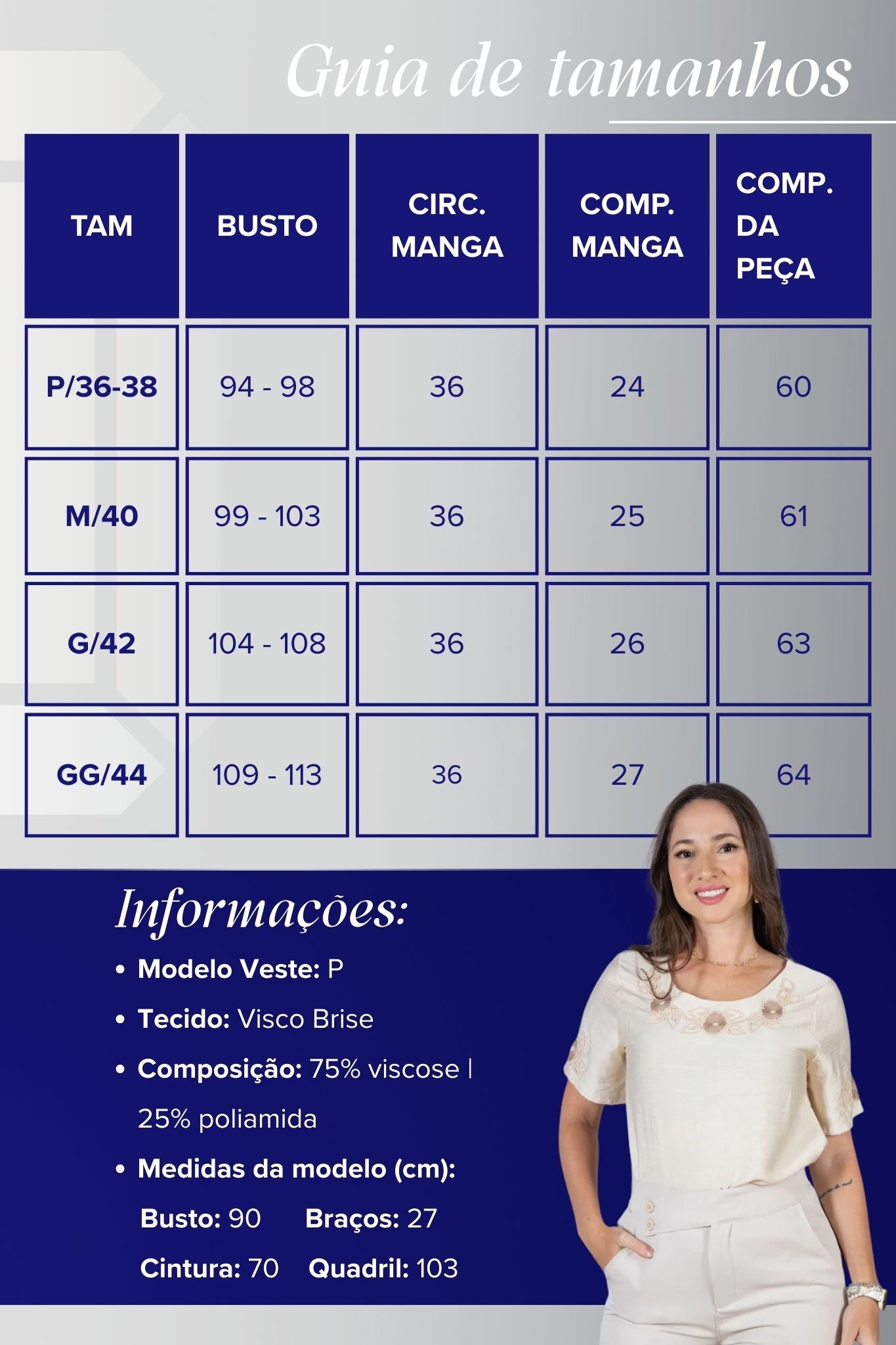 Blusa Manga Curta com Detalhes Bordados Colo Visco Brise Camila Creme
