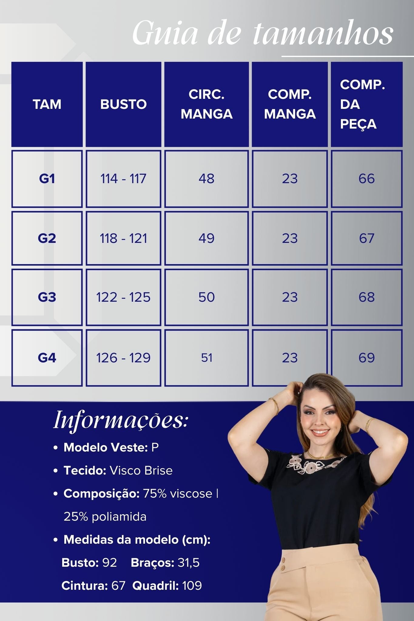 Blusa Manga Curta com Detalhes Bordados Colo Visco Brise Camila Preta