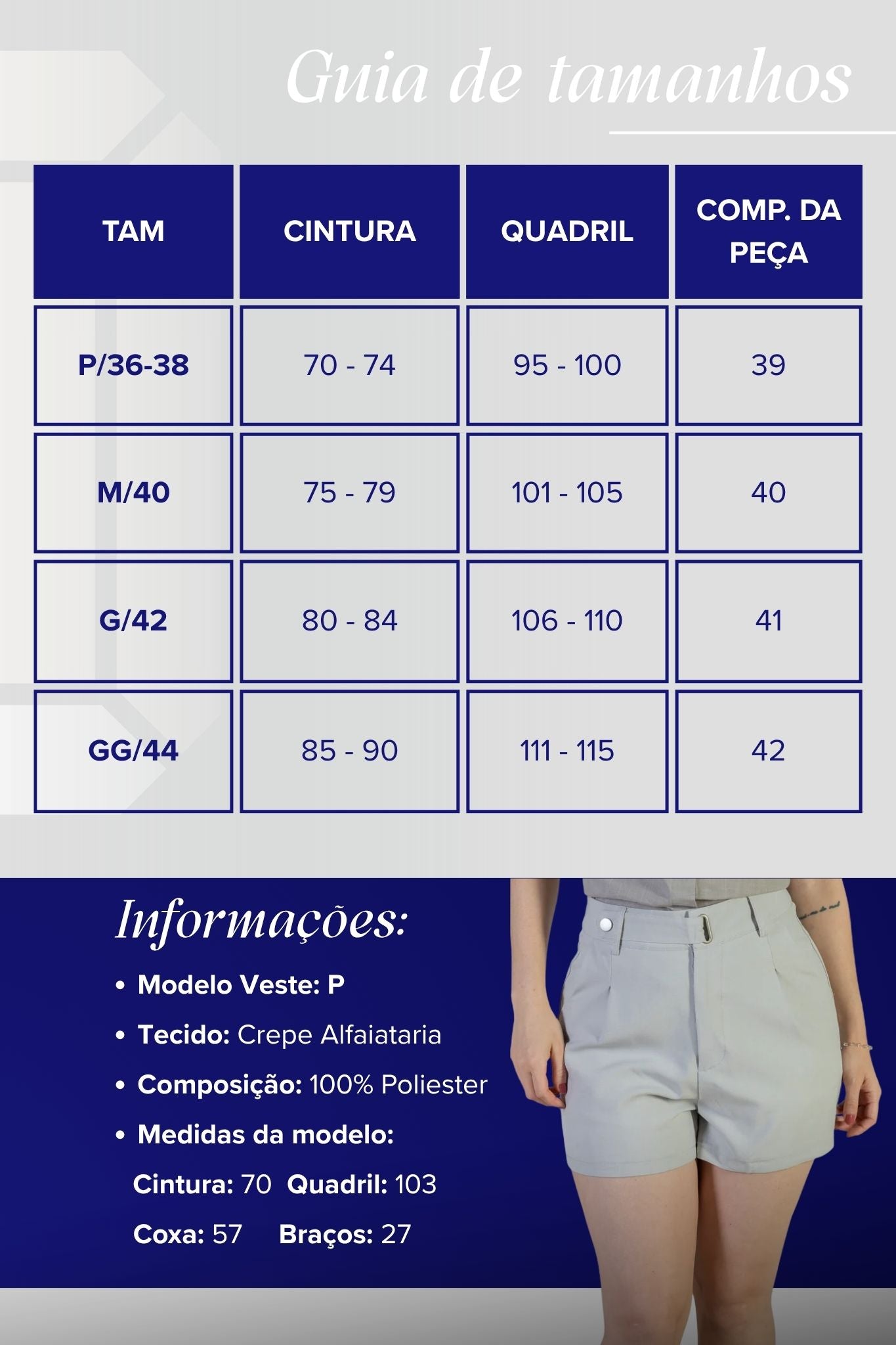 Shorts Detalhe Cós Assimétrico Alfaiataria Catarina Cinza Claro