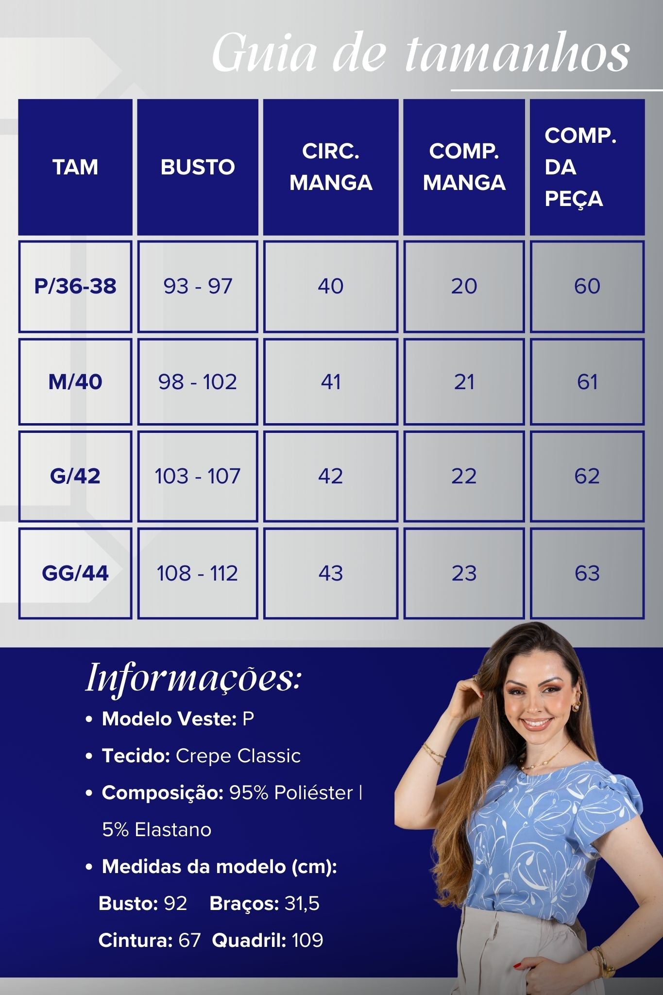 Blusa Manga Curta Transpassada Celina Estampada Azul