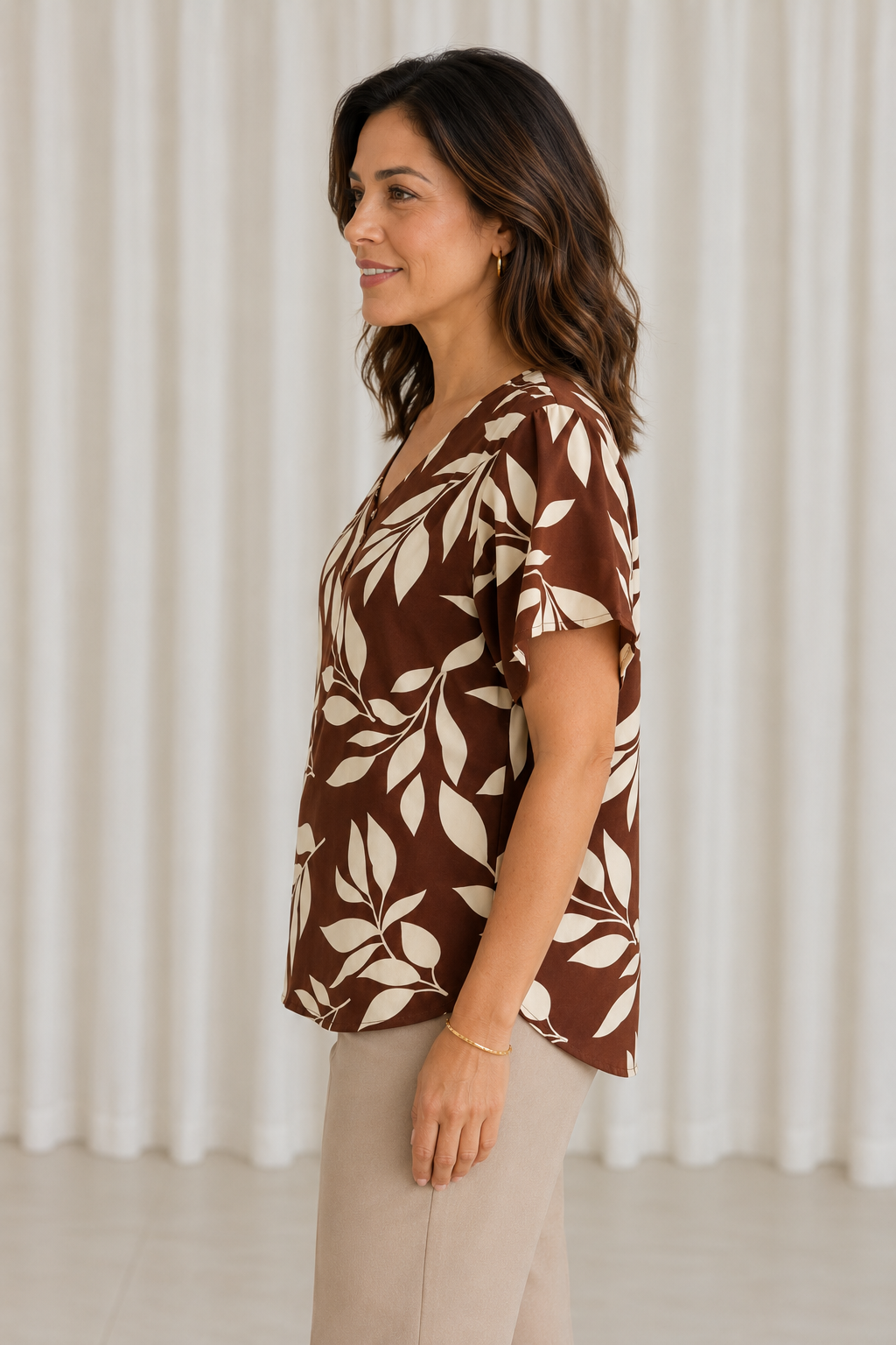 Blusa Crepe Classic que Não Amassa Olga Marrom