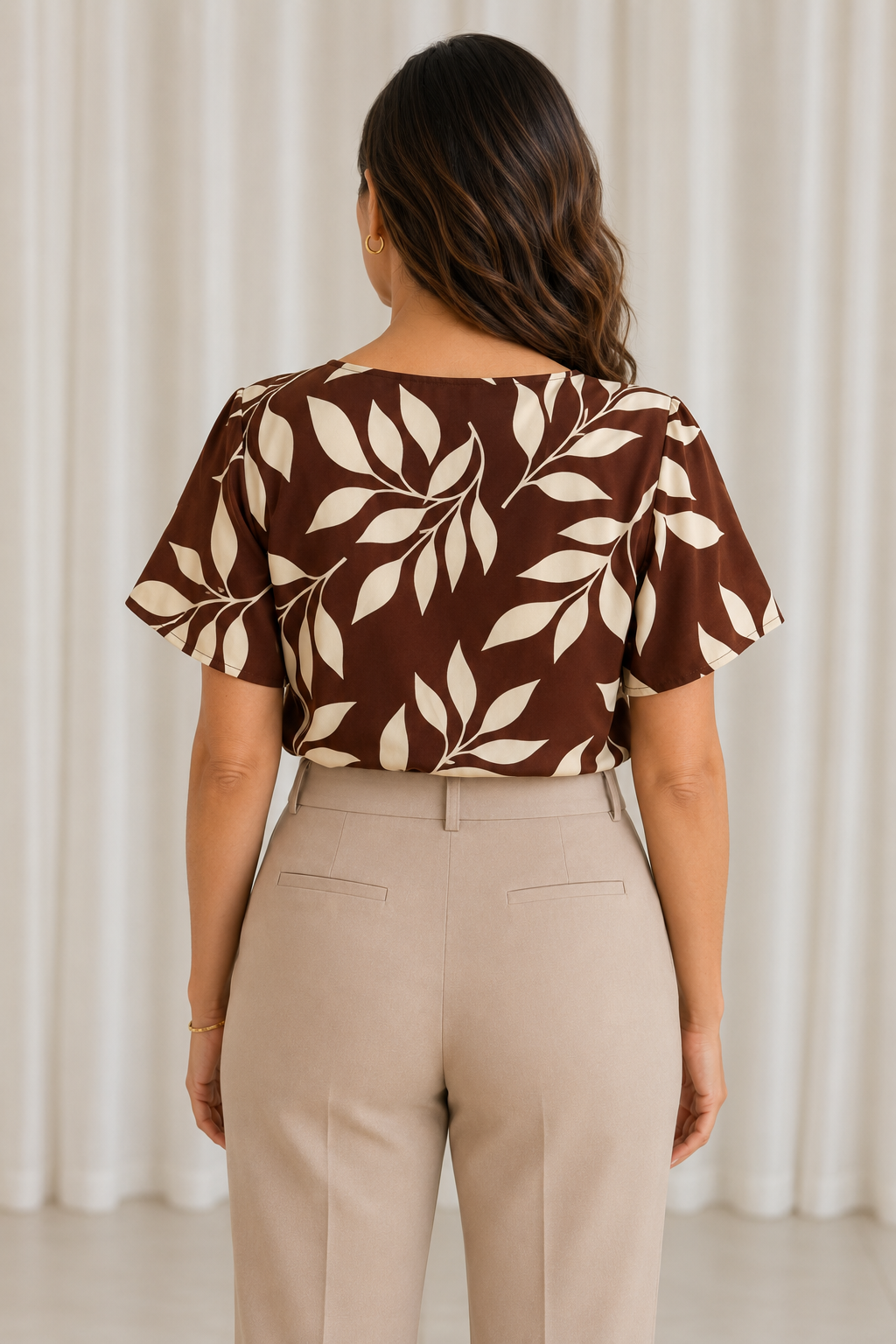 Blusa Crepe Classic que Não Amassa Olga Marrom