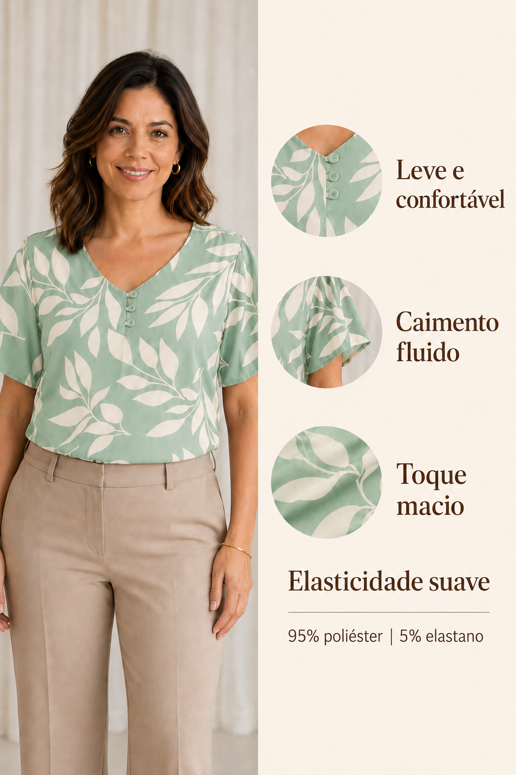 Blusa Crepe Classic que Não Amassa Olga Verde