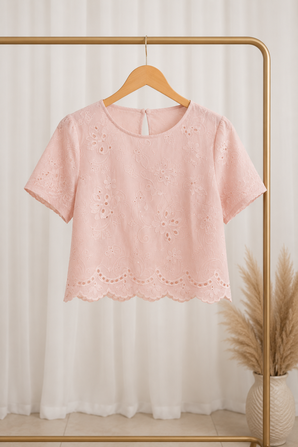 Blusa em Laise Fresca e Delicada Celine Rosa