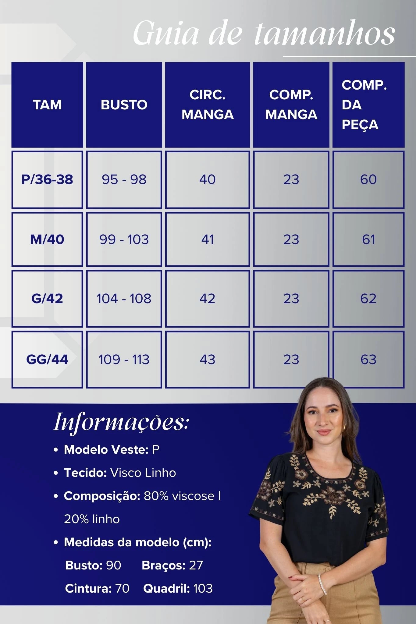 Blusa Manga Curta Visco-Linho Detalhes Bordados em Flores Darcy Preta
