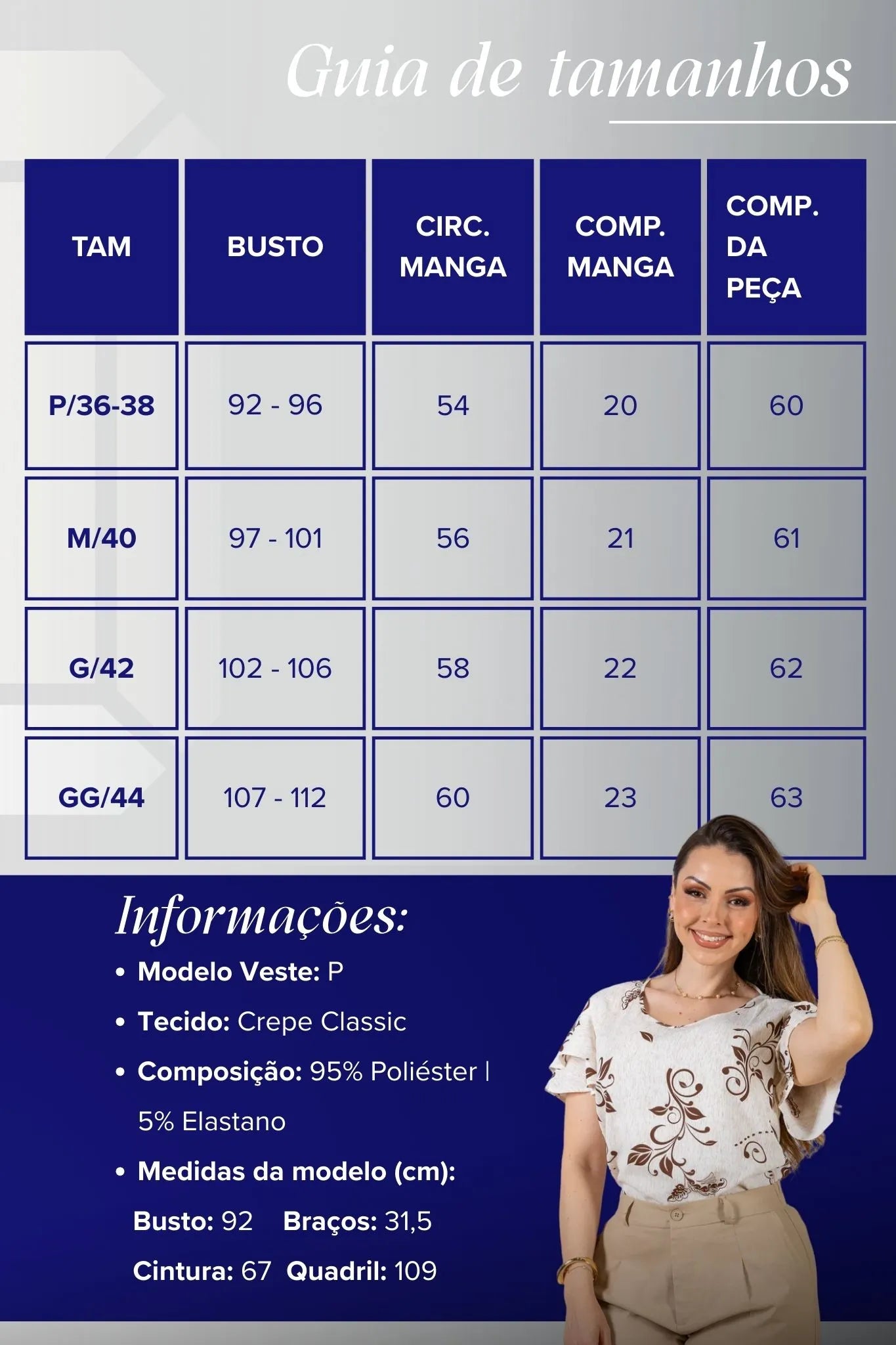 Blusa Manga Curta Camadas com Amarração Crepe Classic Eduarda Estampada Marrom