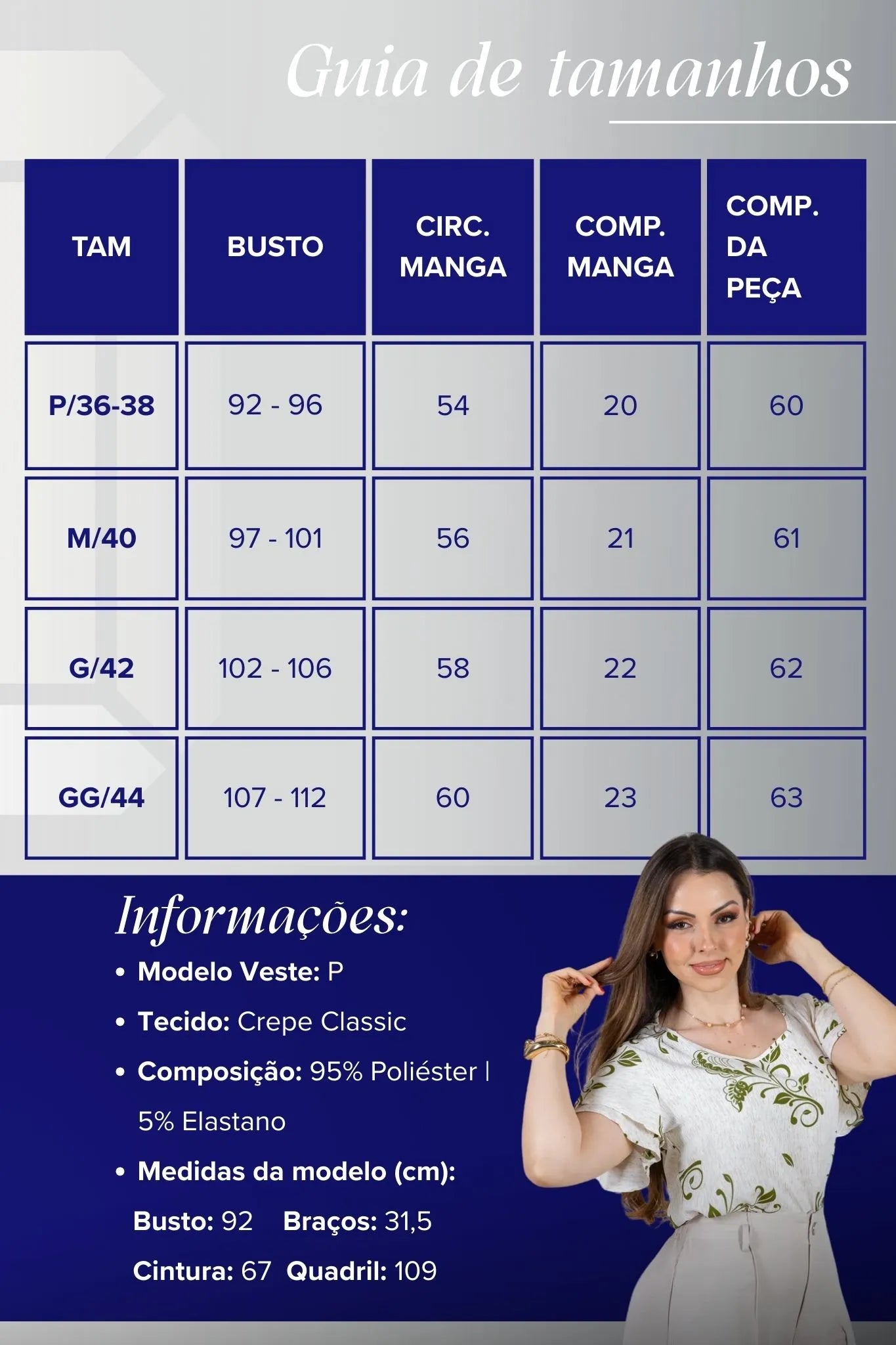 Blusa Manga Curta Camadas com Amarração Crepe Classic Eduarda Estampada Verde