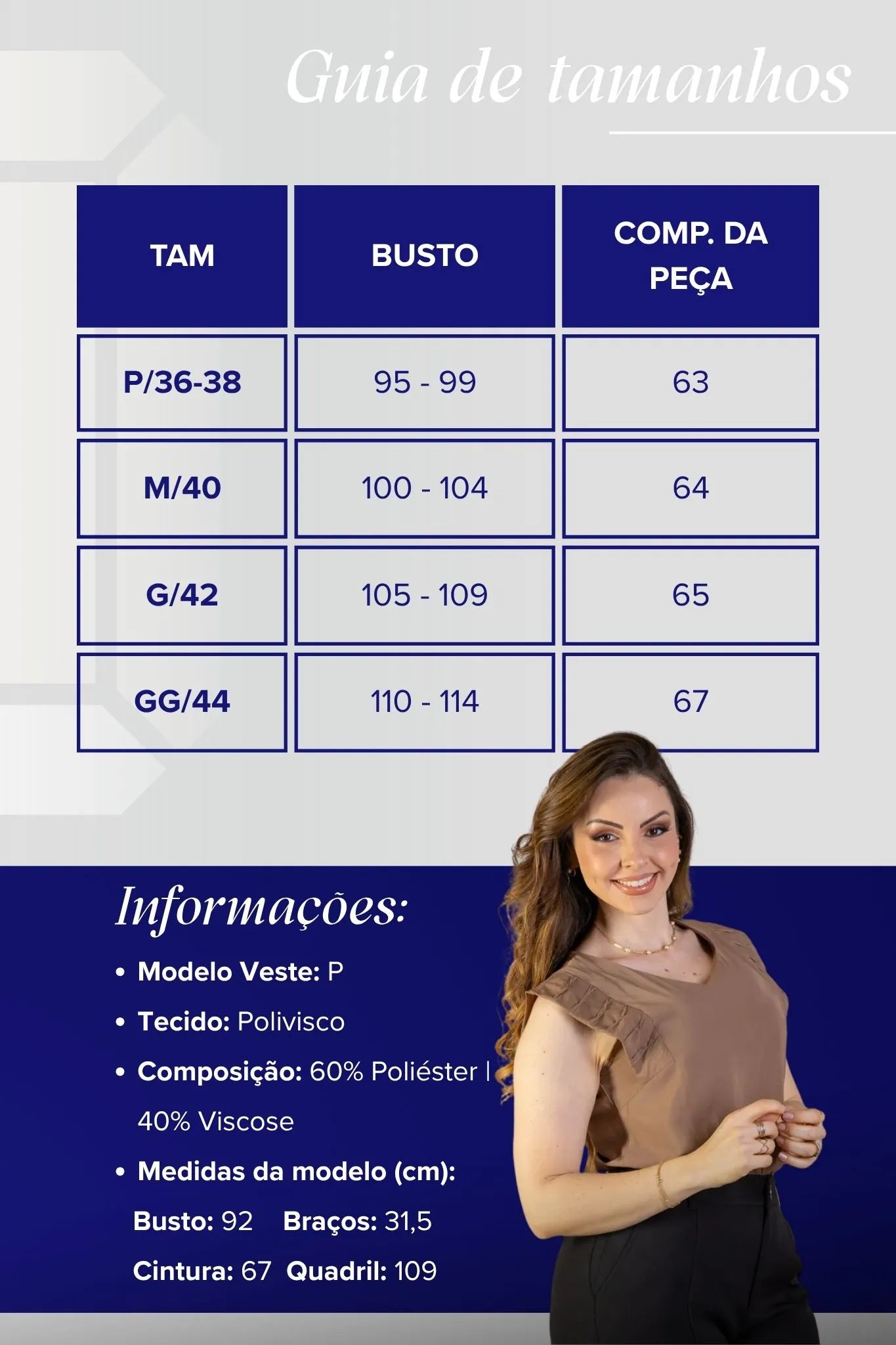 Blusa Decote "V" Franzido Ombros Polivisco Fátima Bernardes Marrom