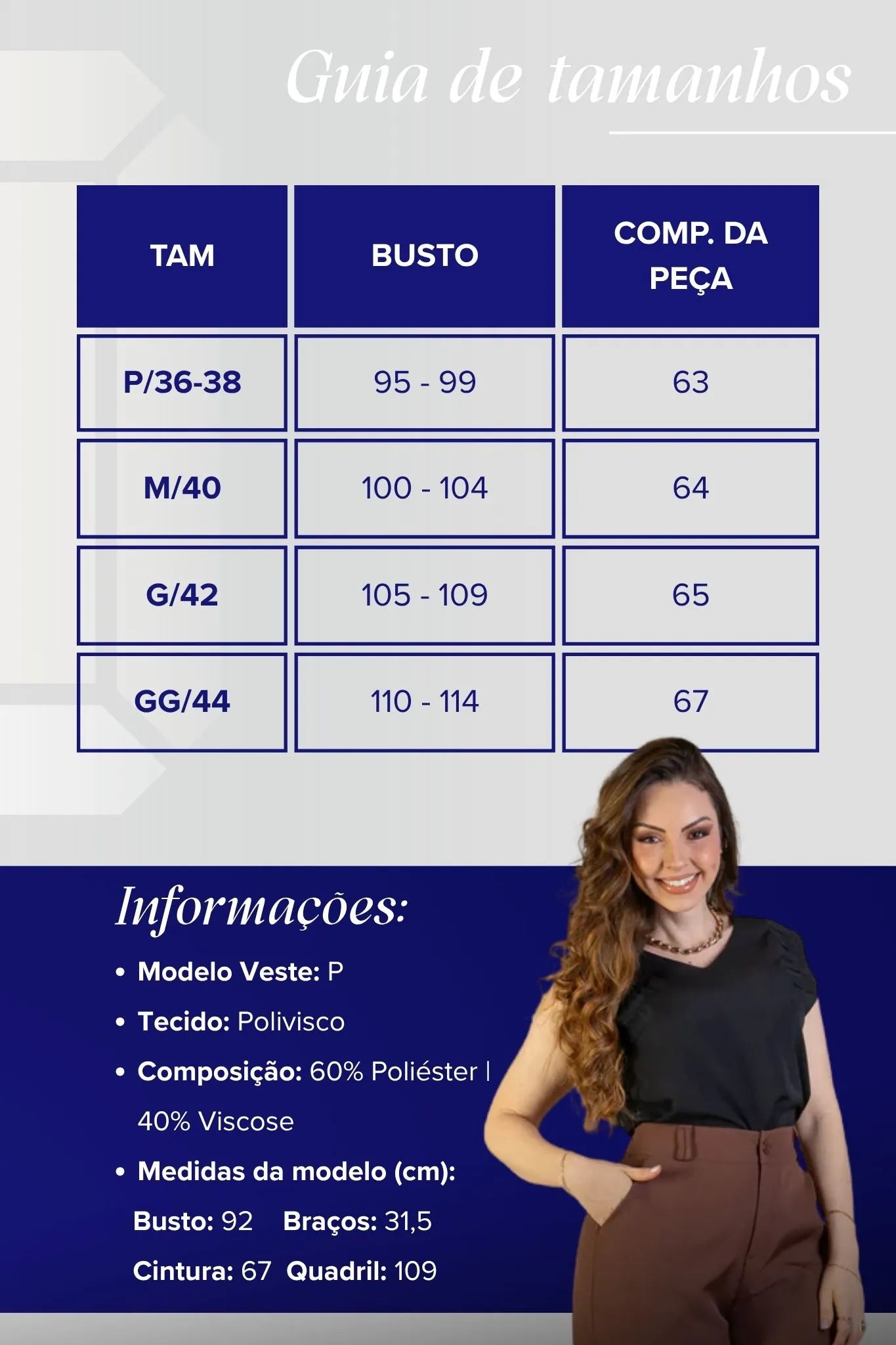 Blusa Decote "V" Franzido Ombros Polivisco Fátima Bernardes Preto