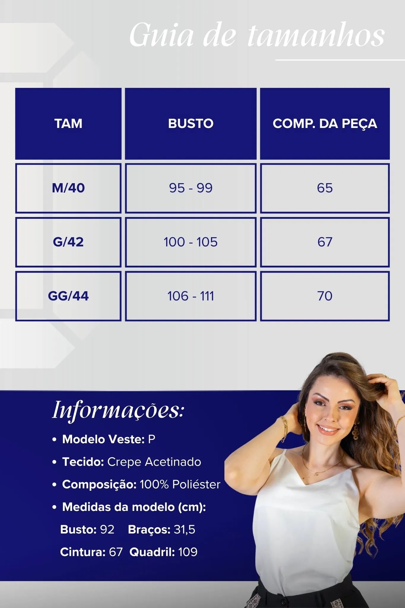 Blusa Regata Decote "V" Acetinada Fernanda Torres Branca