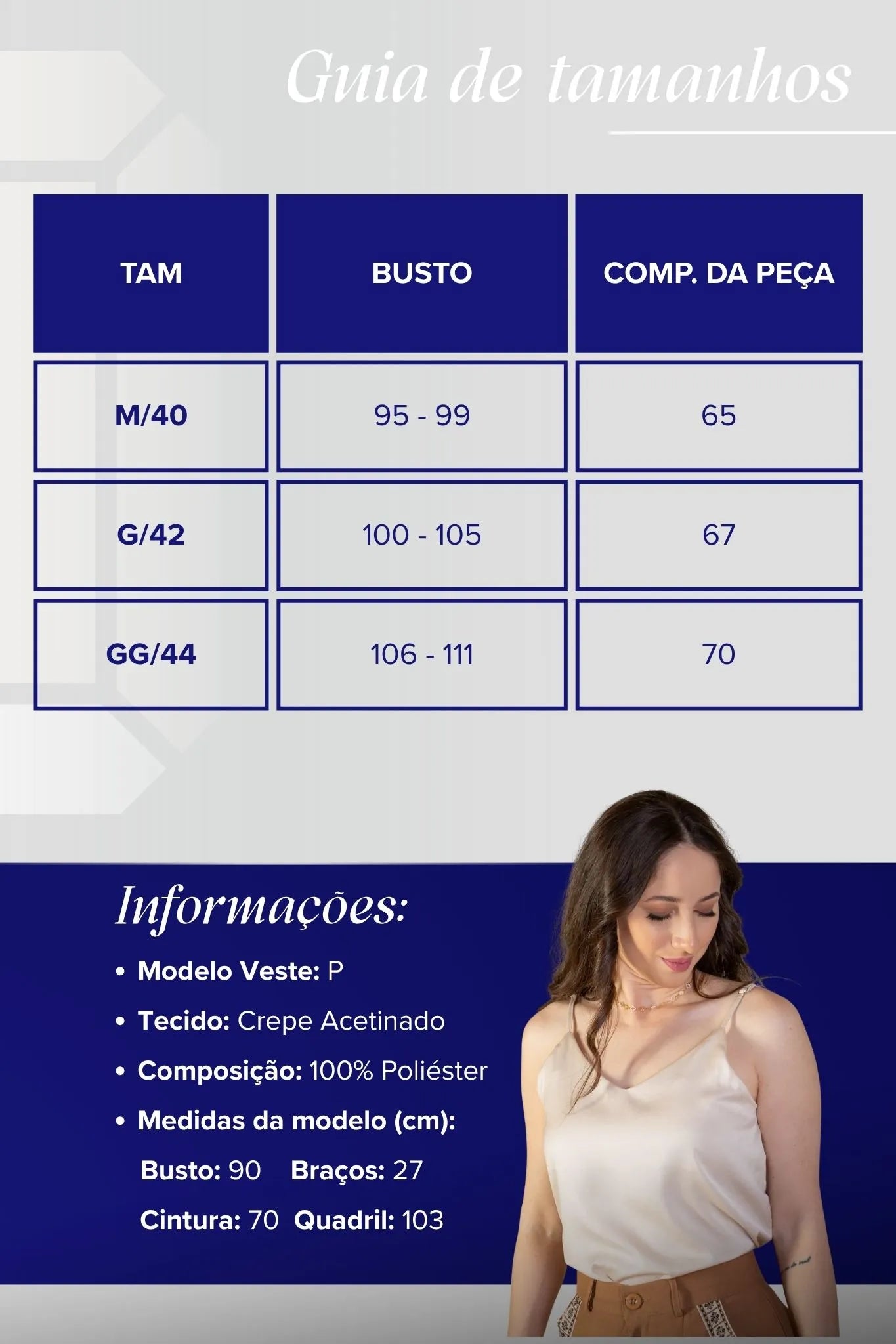 Blusa Regata Decote "V" Acetinada Fernanda Torres Bege