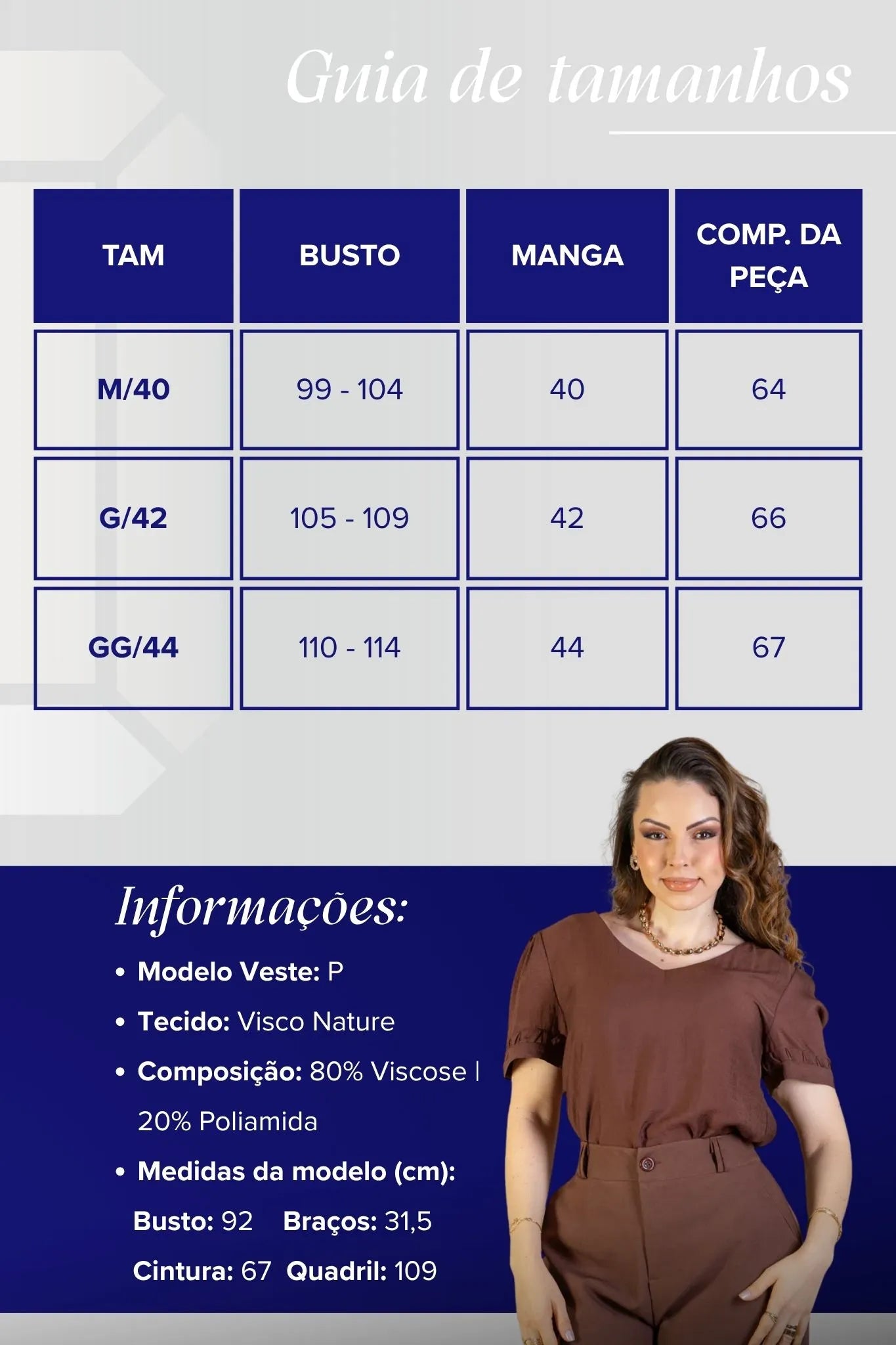 Blusa Manga Curta Decote "V" Visco Nature Gal Costa Marrom