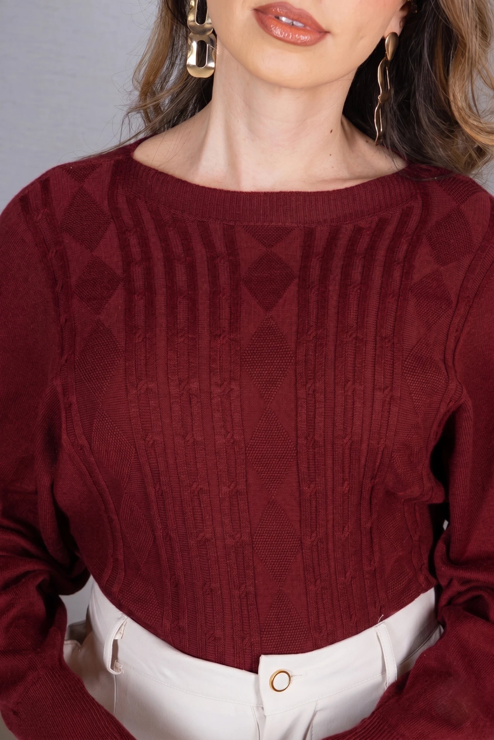 Tricot Manga Longa Ampla em Modal Jessica Bordô