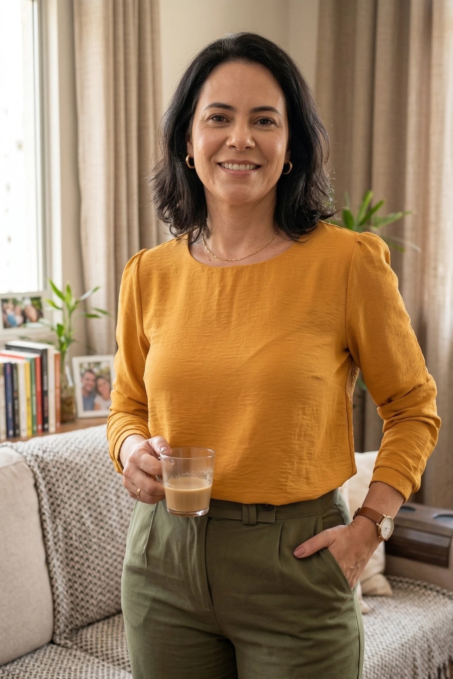 Blusa Manga Longa Clássica Isabel Mostarda